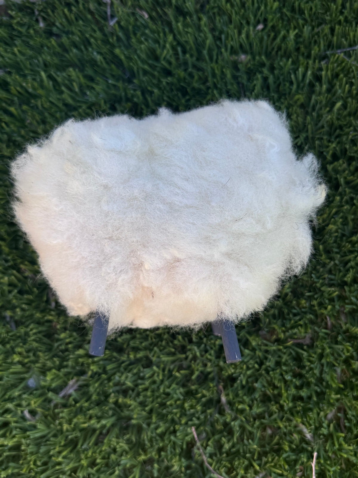 Handcrafted Sheep Figurine With Authentic Sheep Wool by Lorinda Chicharello