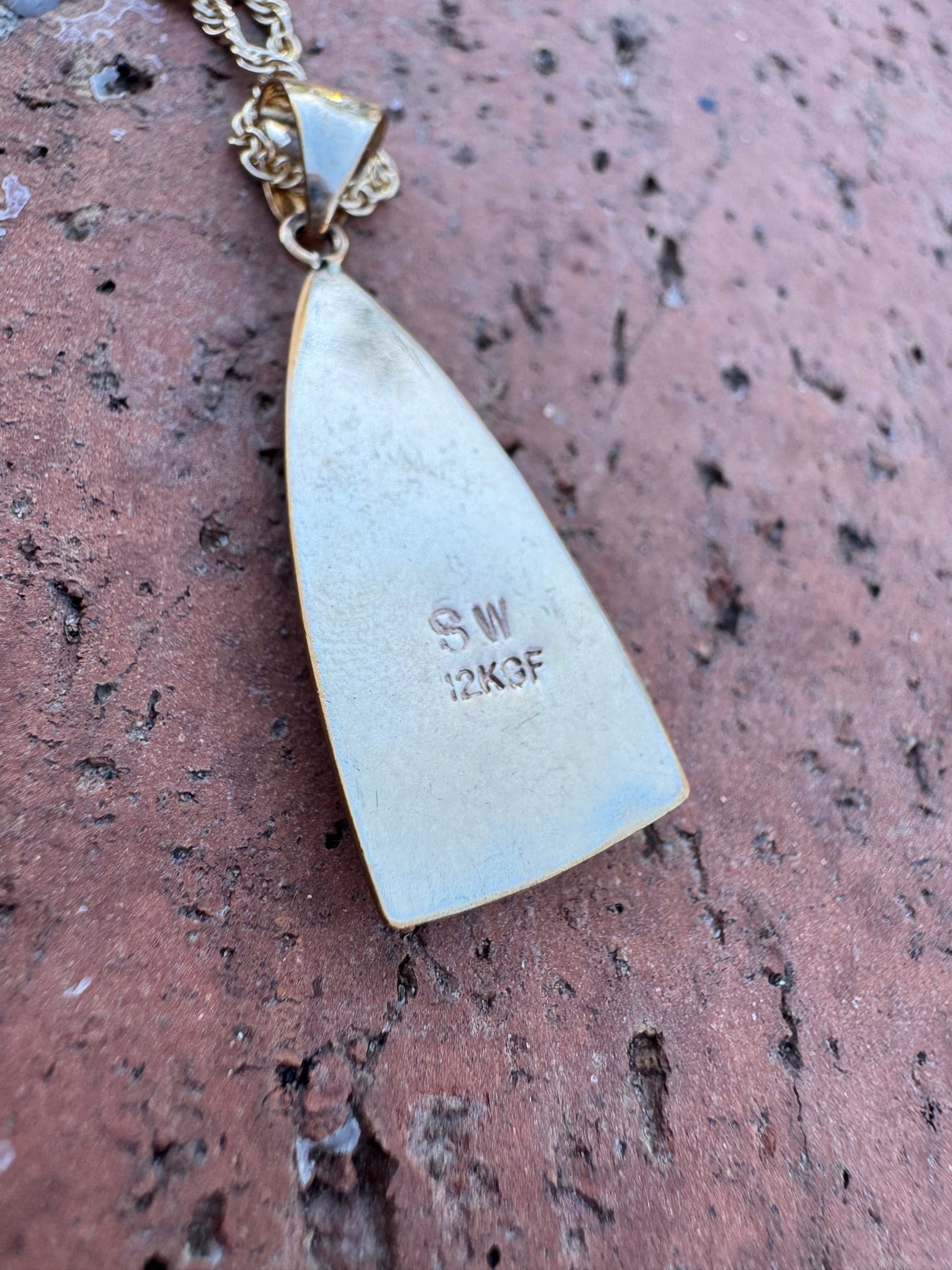 Handmade Gold Filled Over Sterling Silver & Opal Inlay Pendant Necklace 18"