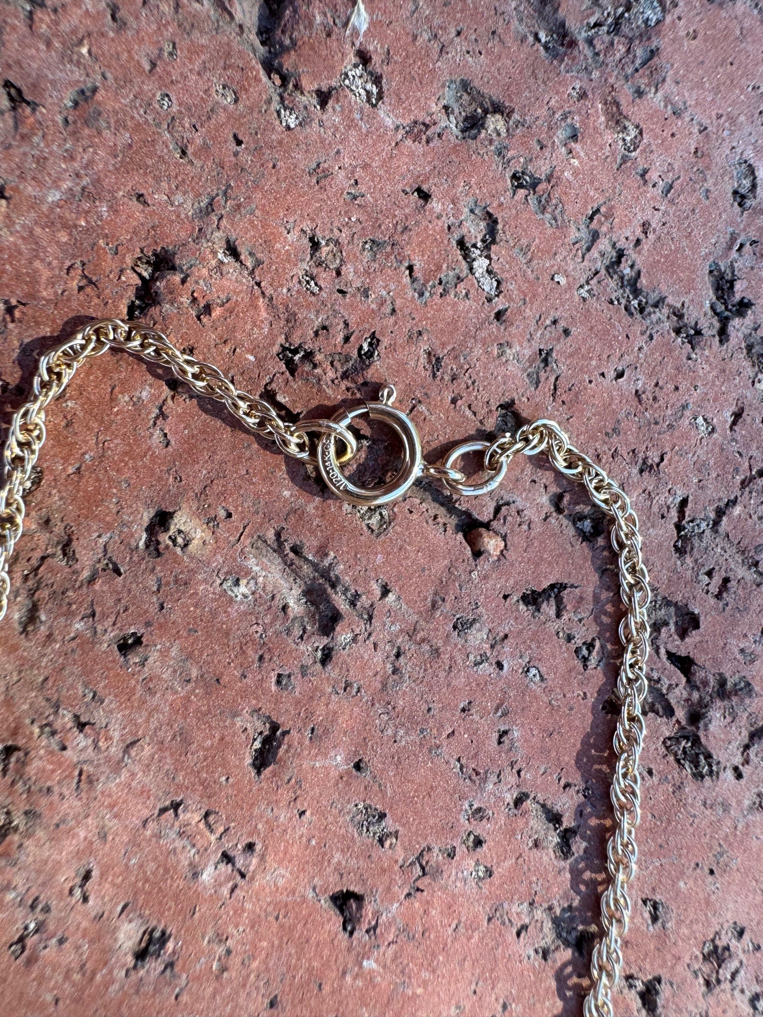 Handmade Gold Filled Over Sterling Silver & Opal Inlay Pendant Necklace 18"