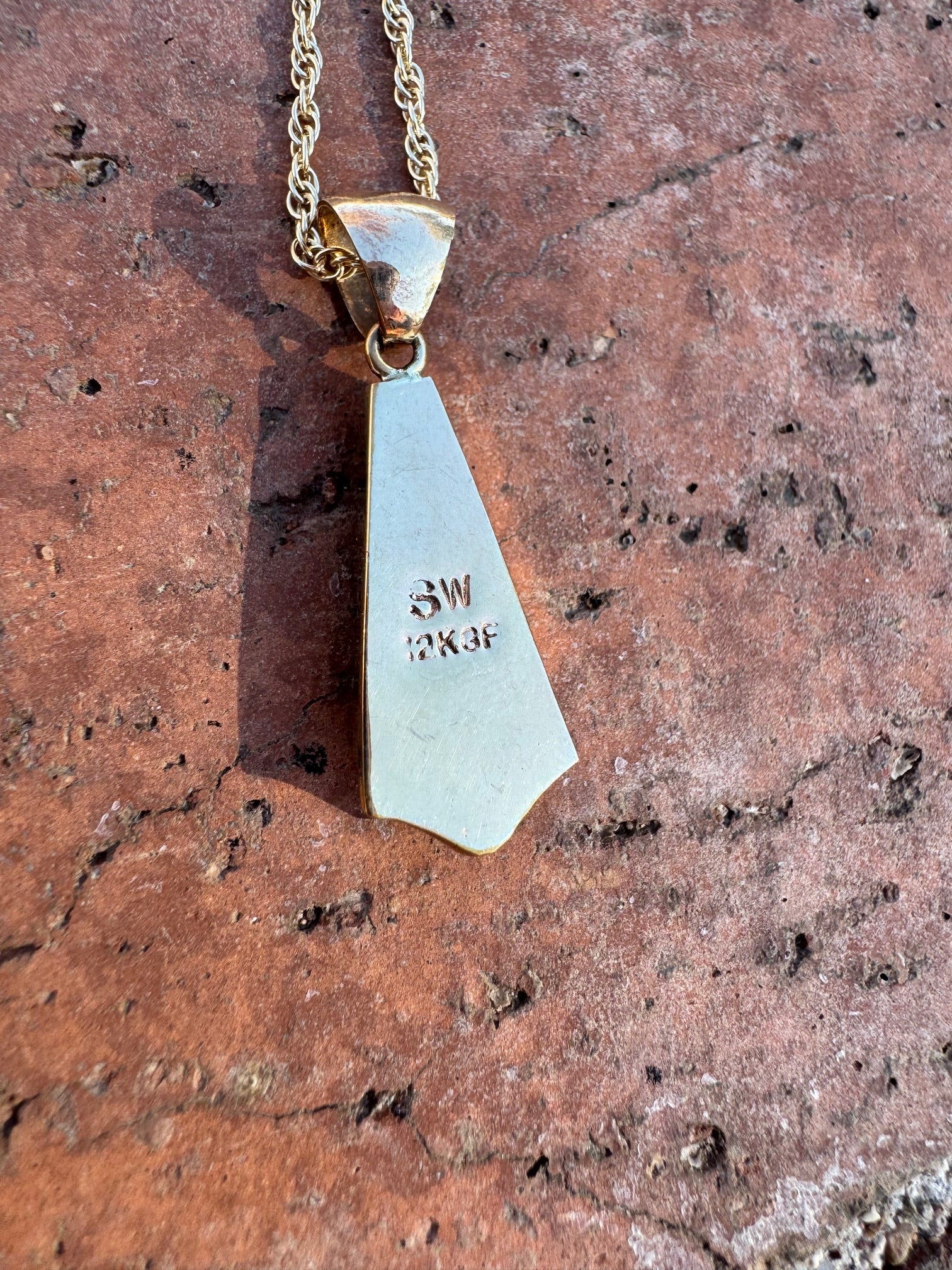 Handmade Gold Filled Over Sterling Silver & Opal Inlay Pendant Necklace