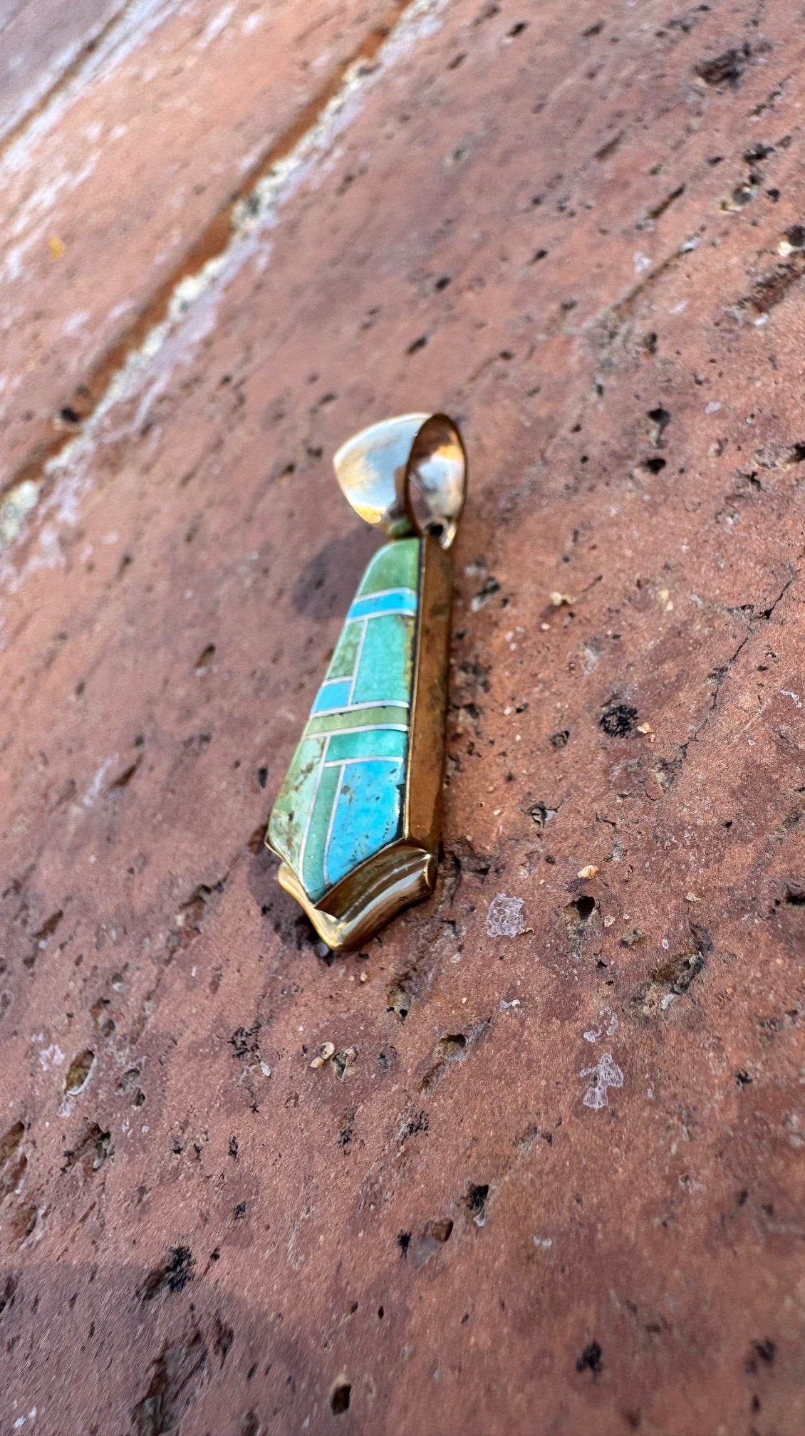 Handmade Gold Filled Over Sterling Silver & Sonoran Mountain Turquoise Inlay Pendant
