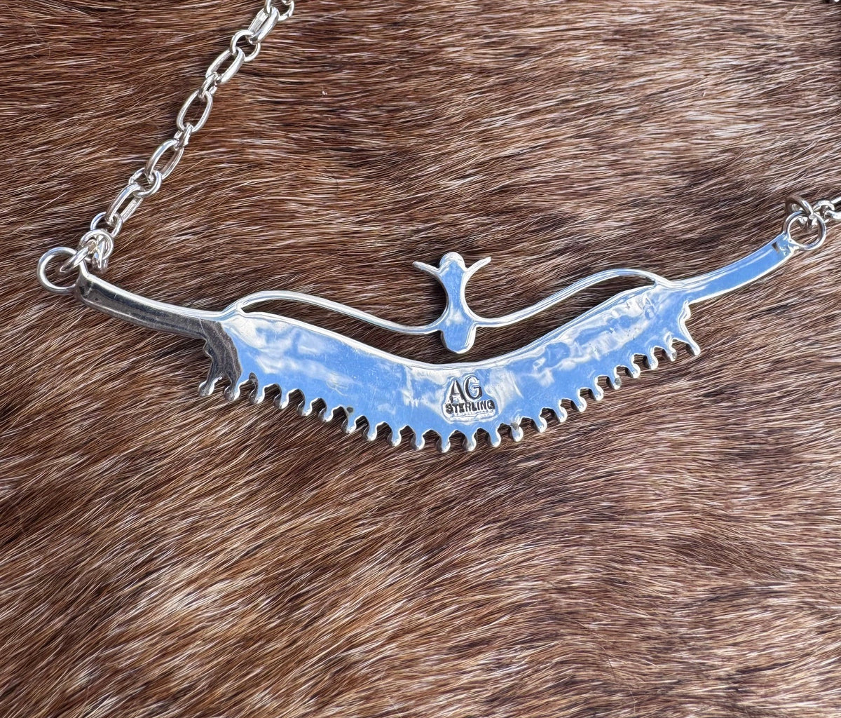 Handmade Sterling Silver & Orange Spiny Needlepoint Necklace Set