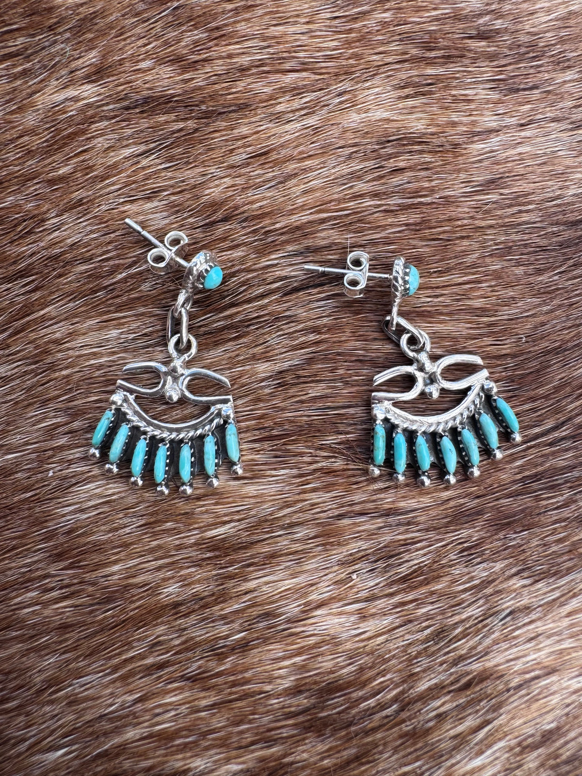 Handmade Sterling Silver & Turquoise Needlepoint Necklace Set