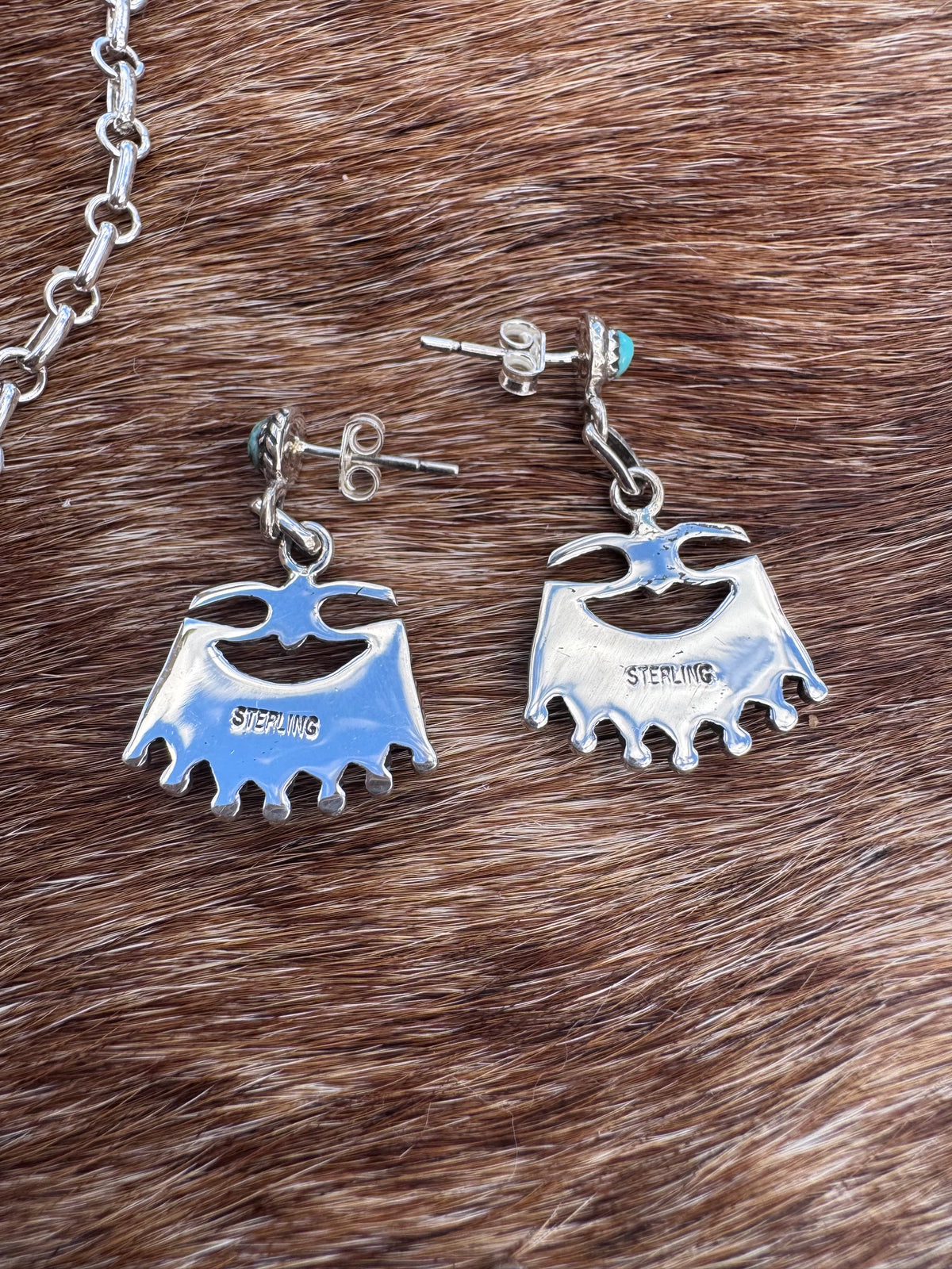 Handmade Sterling Silver & Turquoise Needlepoint Necklace Set