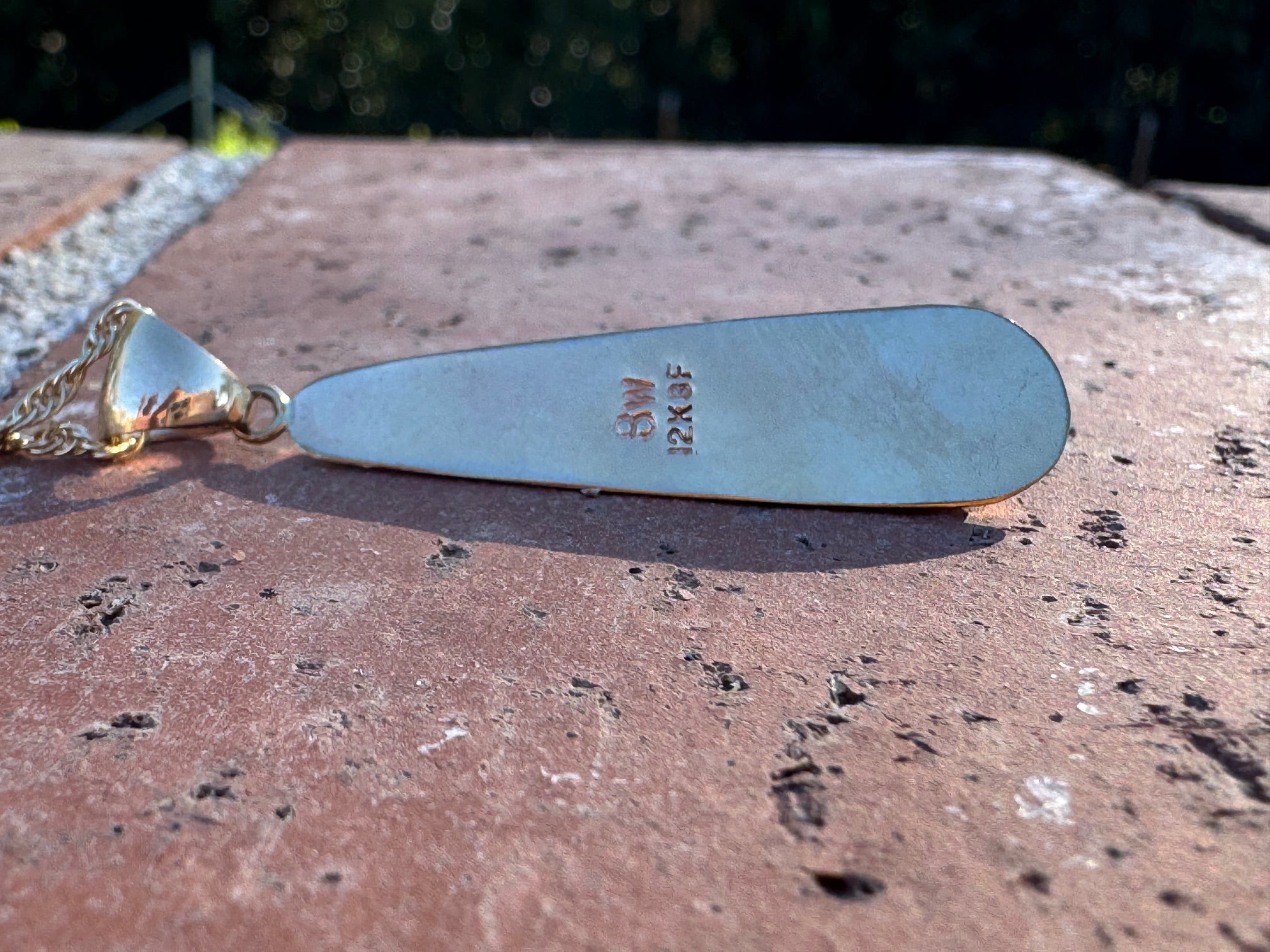 Handmade Gold Filled Over Sterling Silver & Turquoise Inlay Pendant Necklace