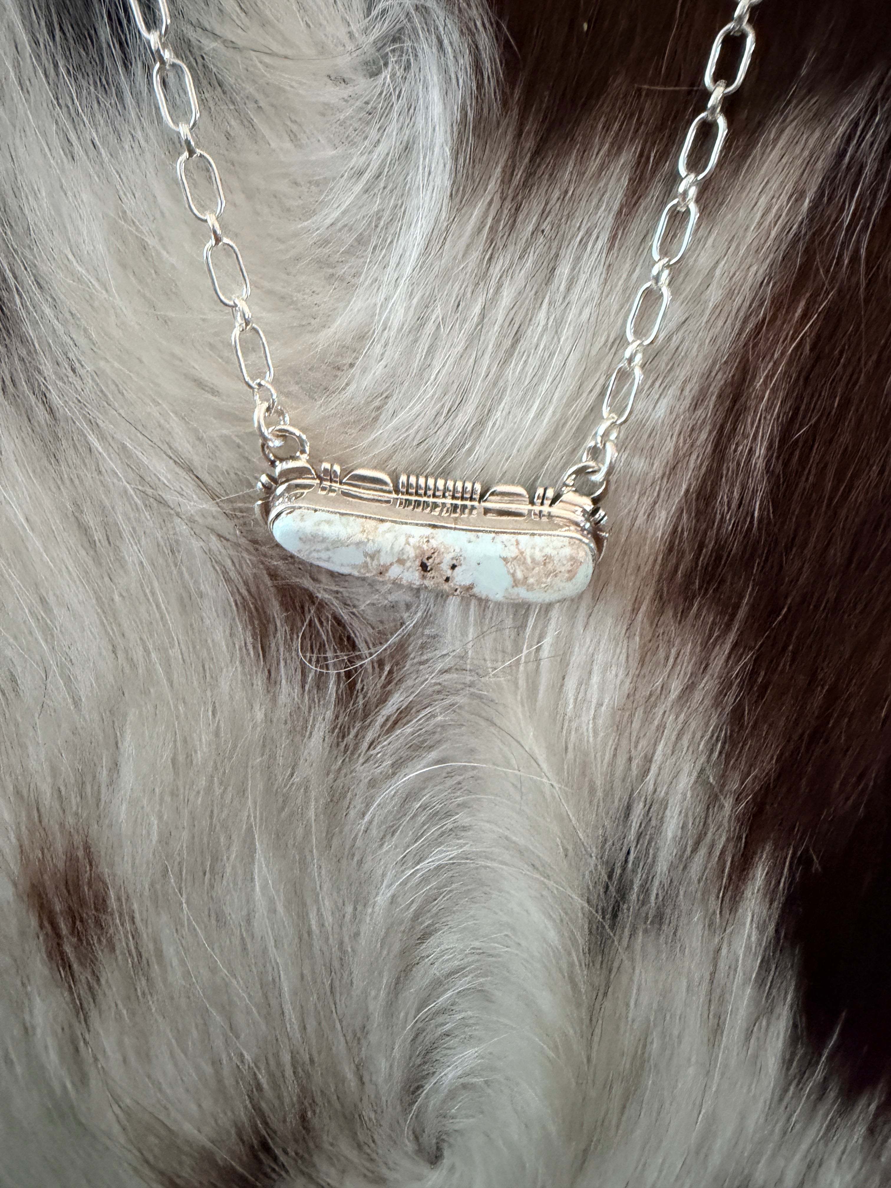 Handcrafted Dry Creek Turquoise & Sterling Silver Necklace by Larry Moses Yazzie
