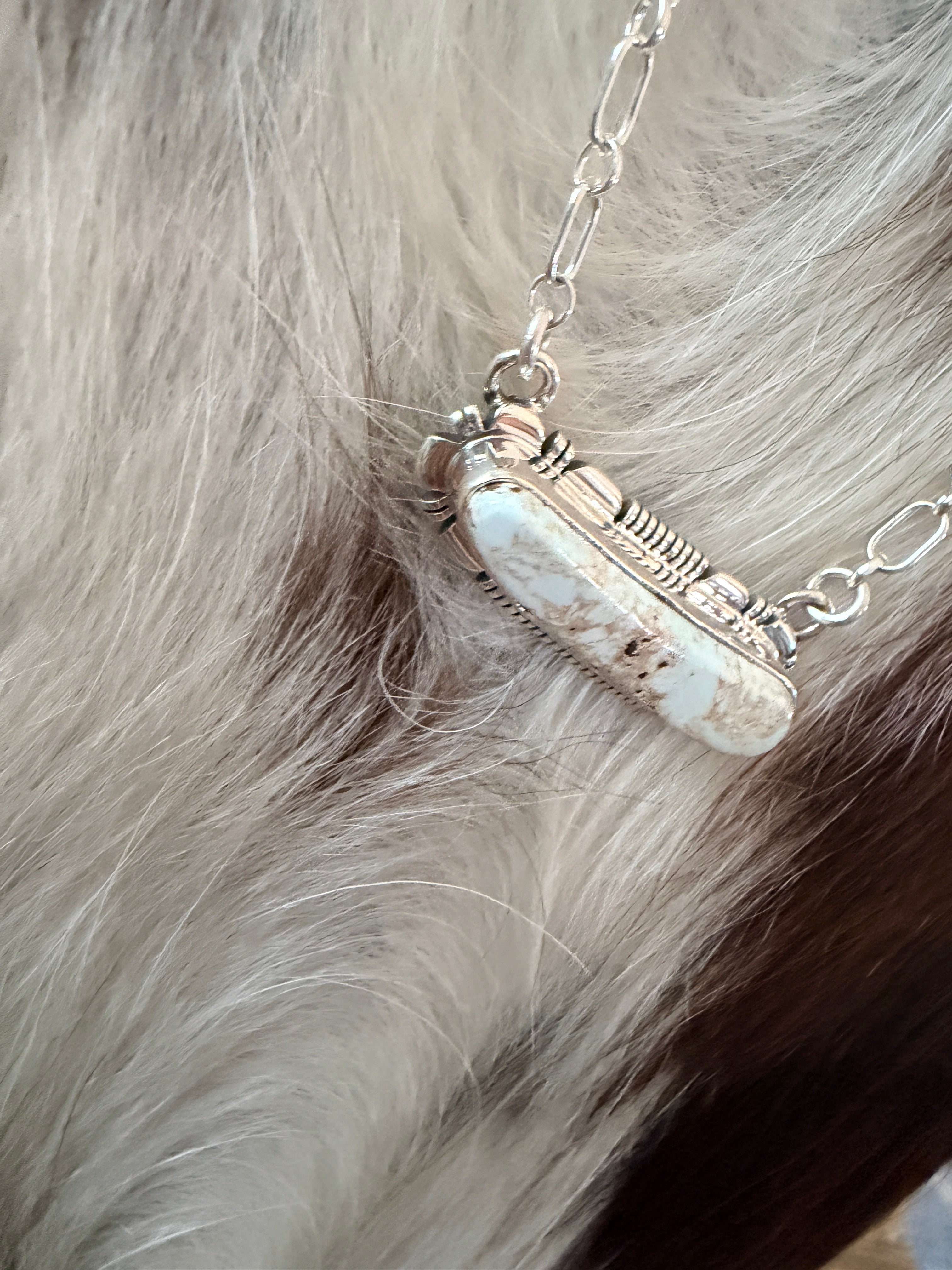 Handcrafted Dry Creek Turquoise & Sterling Silver Necklace by Larry Moses Yazzie