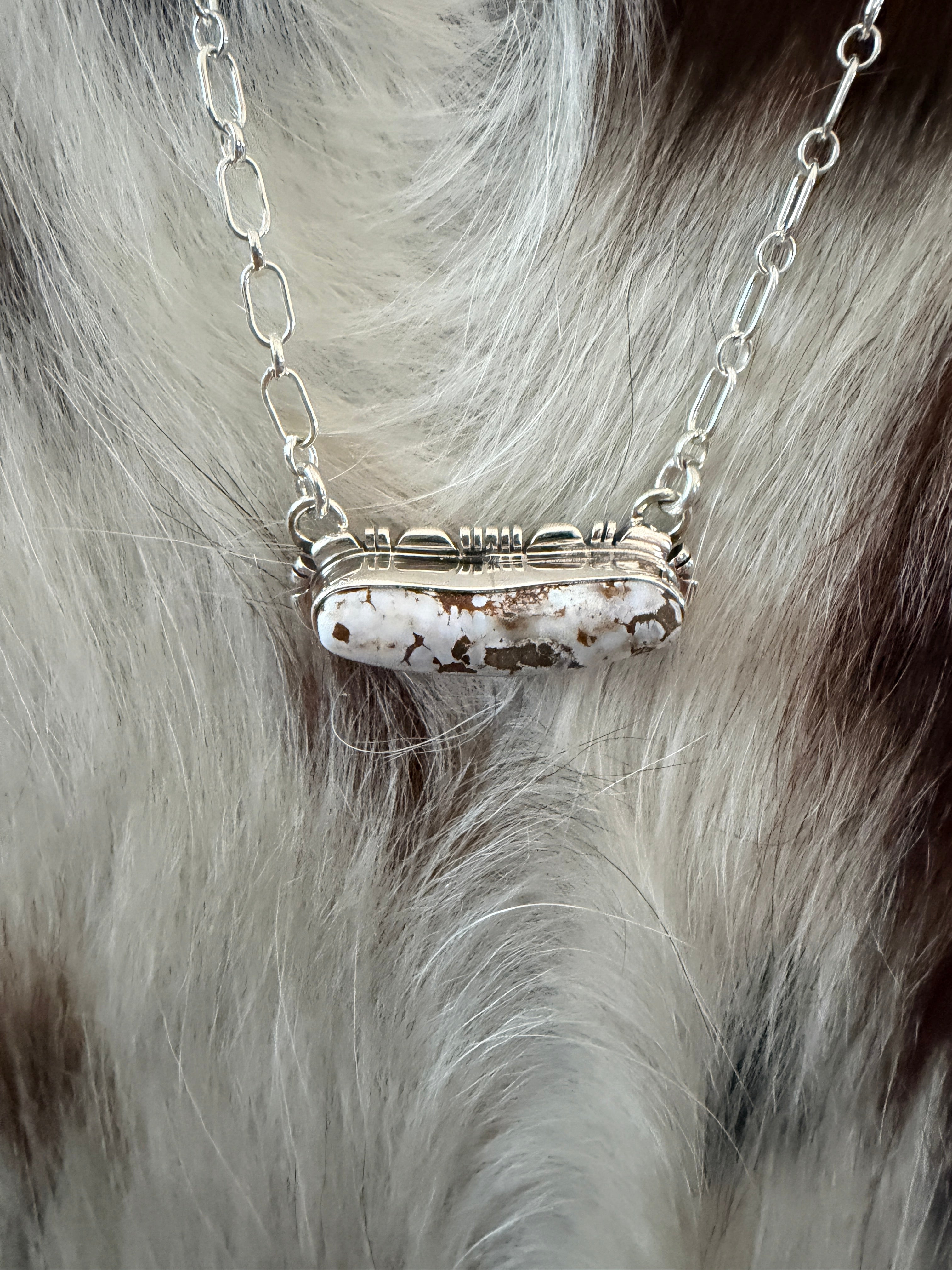 Handcrafted Dry Creek Turquoise & Sterling Silver Necklace by Larry Moses Yazzie