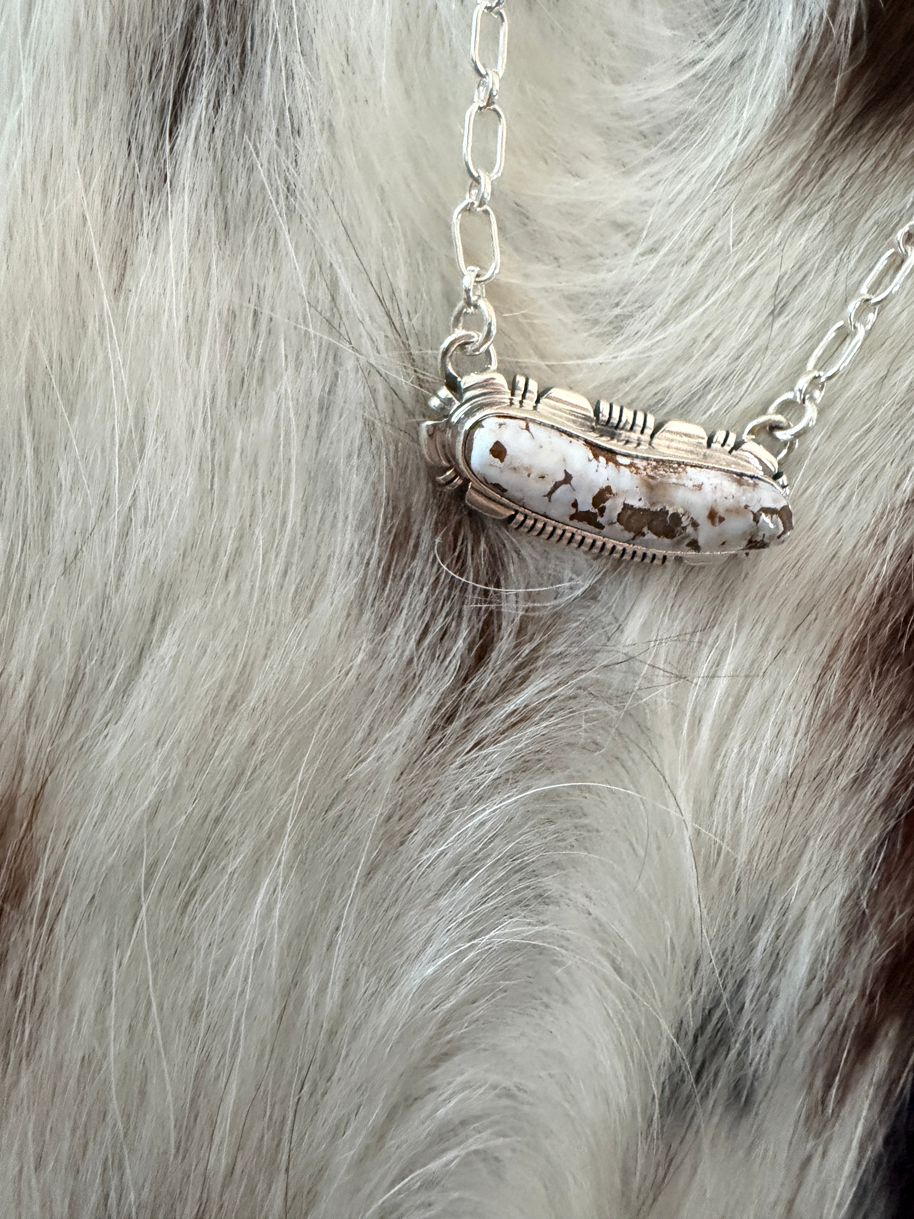 Handcrafted Dry Creek Turquoise & Sterling Silver Necklace by Larry Moses Yazzie