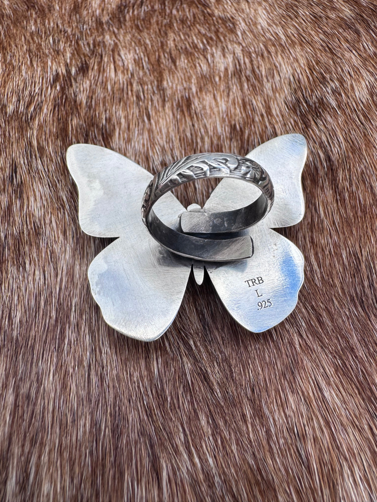 Handmade Multi Stone Adjustable Butterfly Ring by Roaming Buffalo