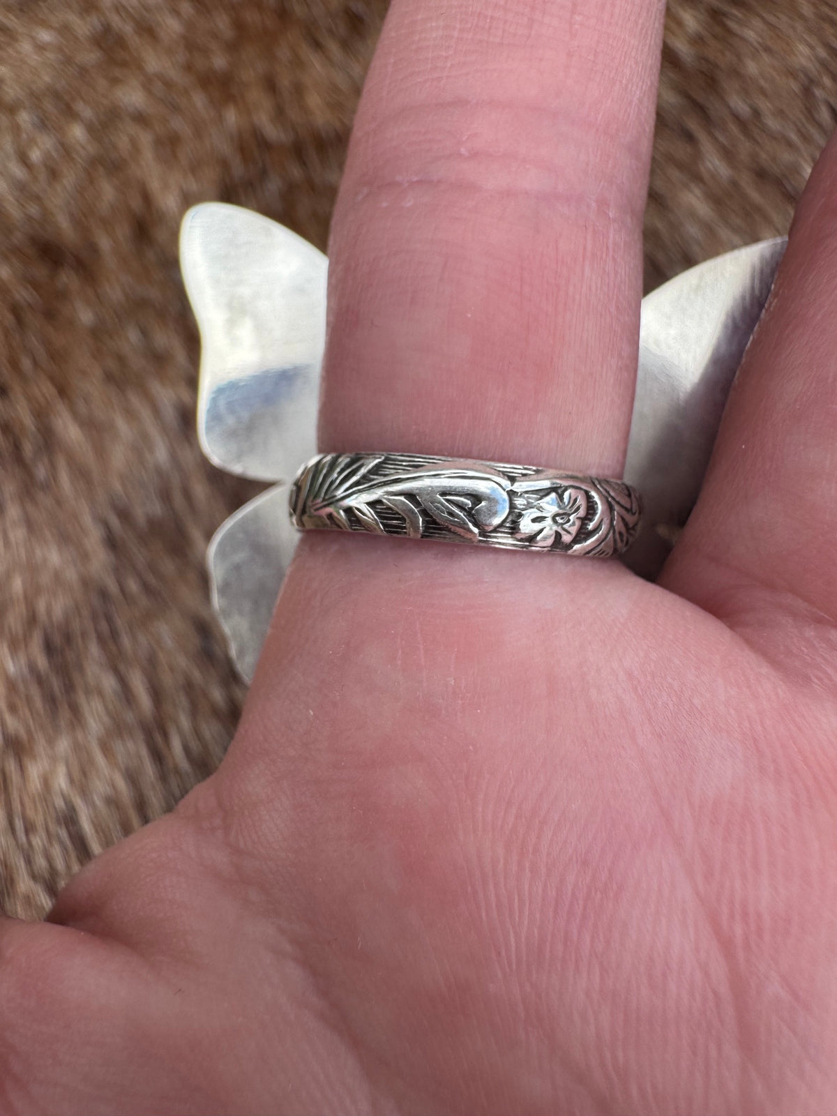 Handmade Multi Stone Adjustable Butterfly Ring by Roaming Buffalo