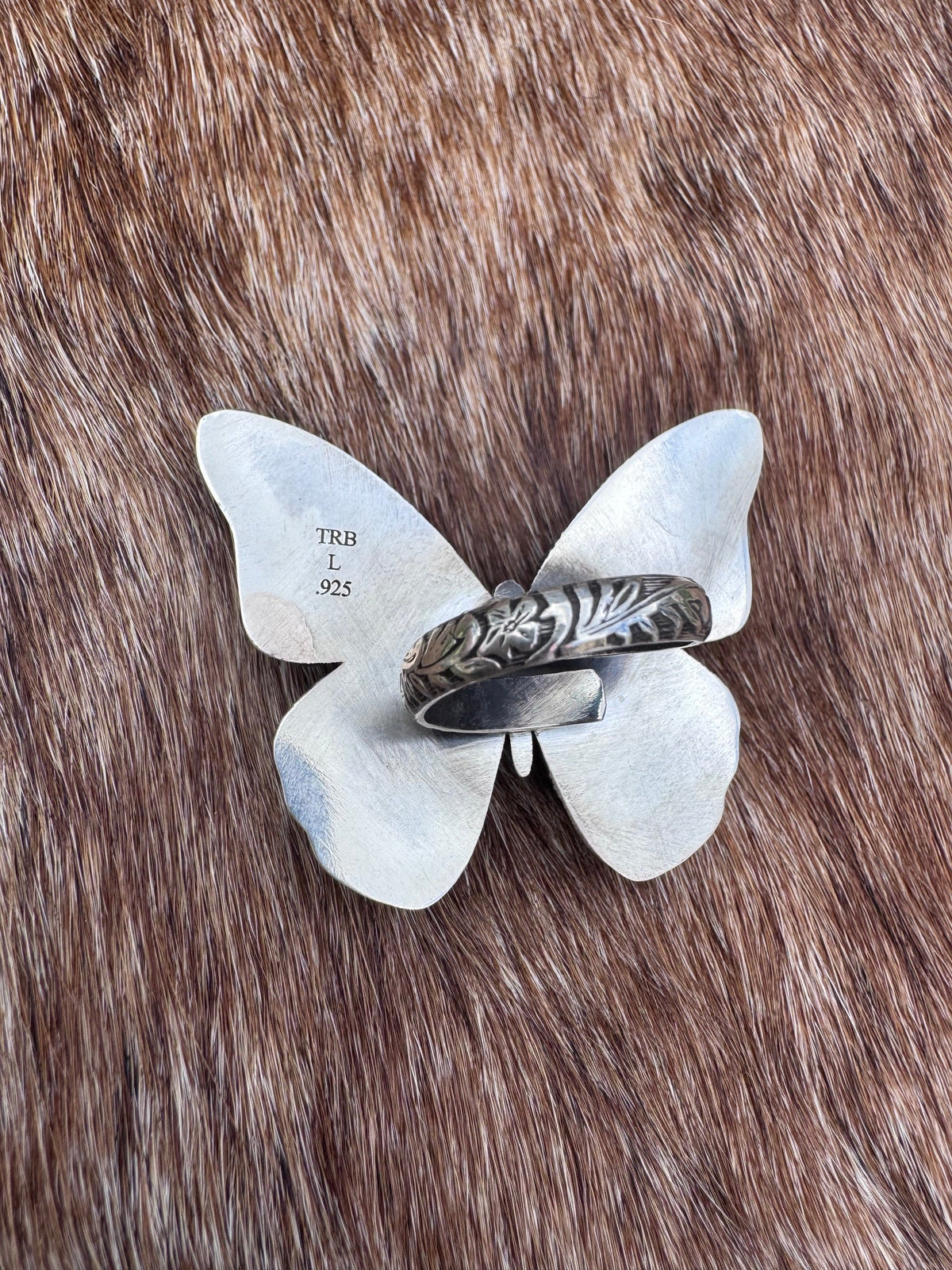 Handmade Multi Stone Adjustable Butterfly Ring by Roaming Buffalo