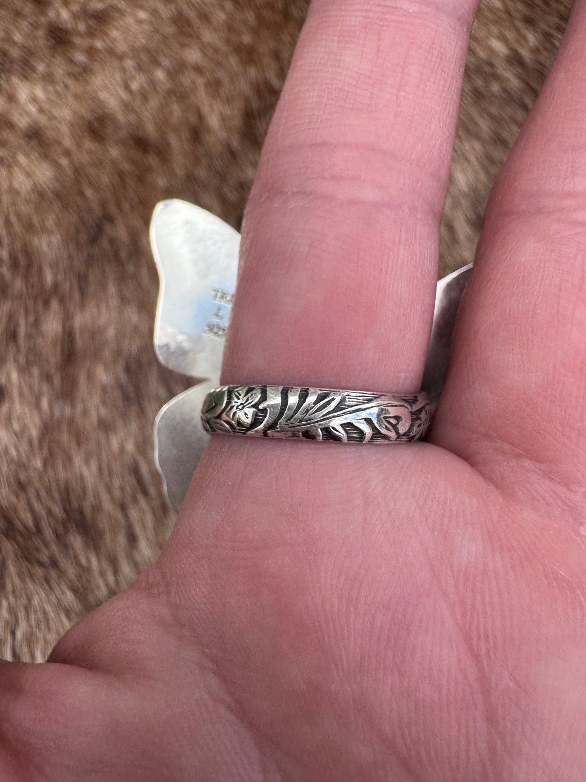 Handmade Multi Stone Adjustable Butterfly Ring by Roaming Buffalo