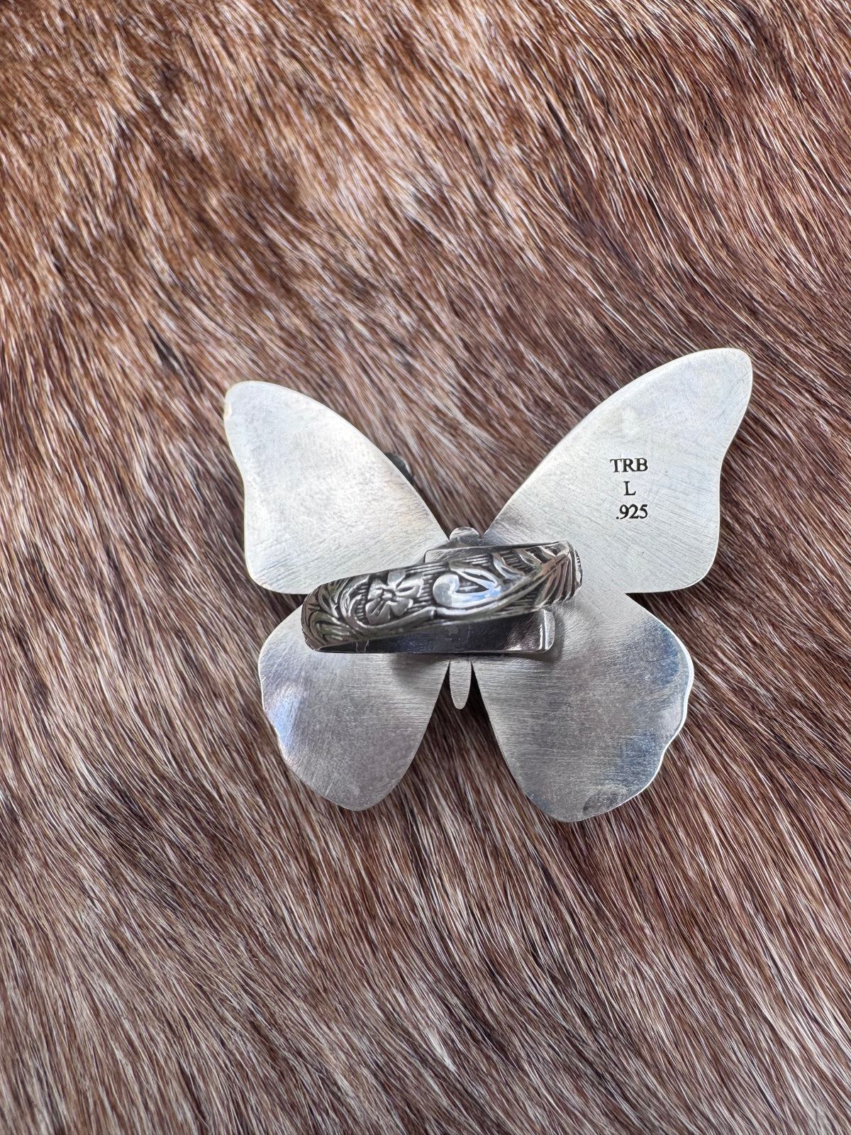 Handmade Multi Stone Adjustable Butterfly Ring by Roaming Buffalo