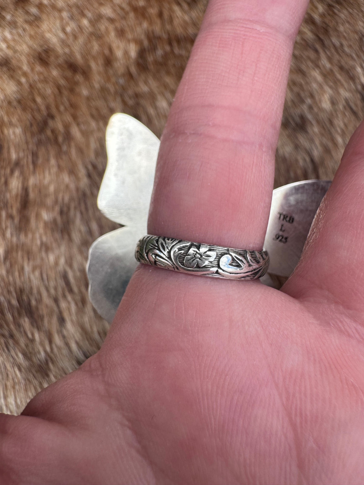 Handmade Multi Stone Adjustable Butterfly Ring by Roaming Buffalo