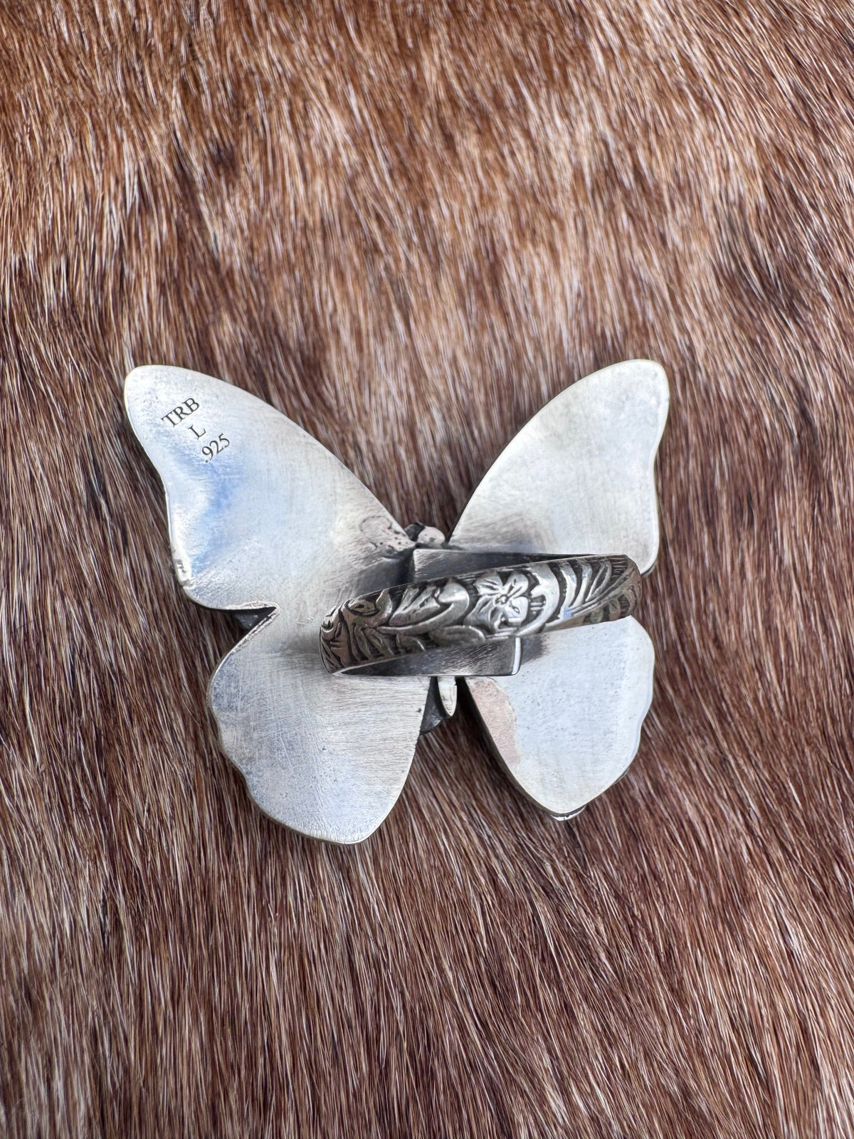 Handmade Multi Stone Adjustable Butterfly Ring by Roaming Buffalo
