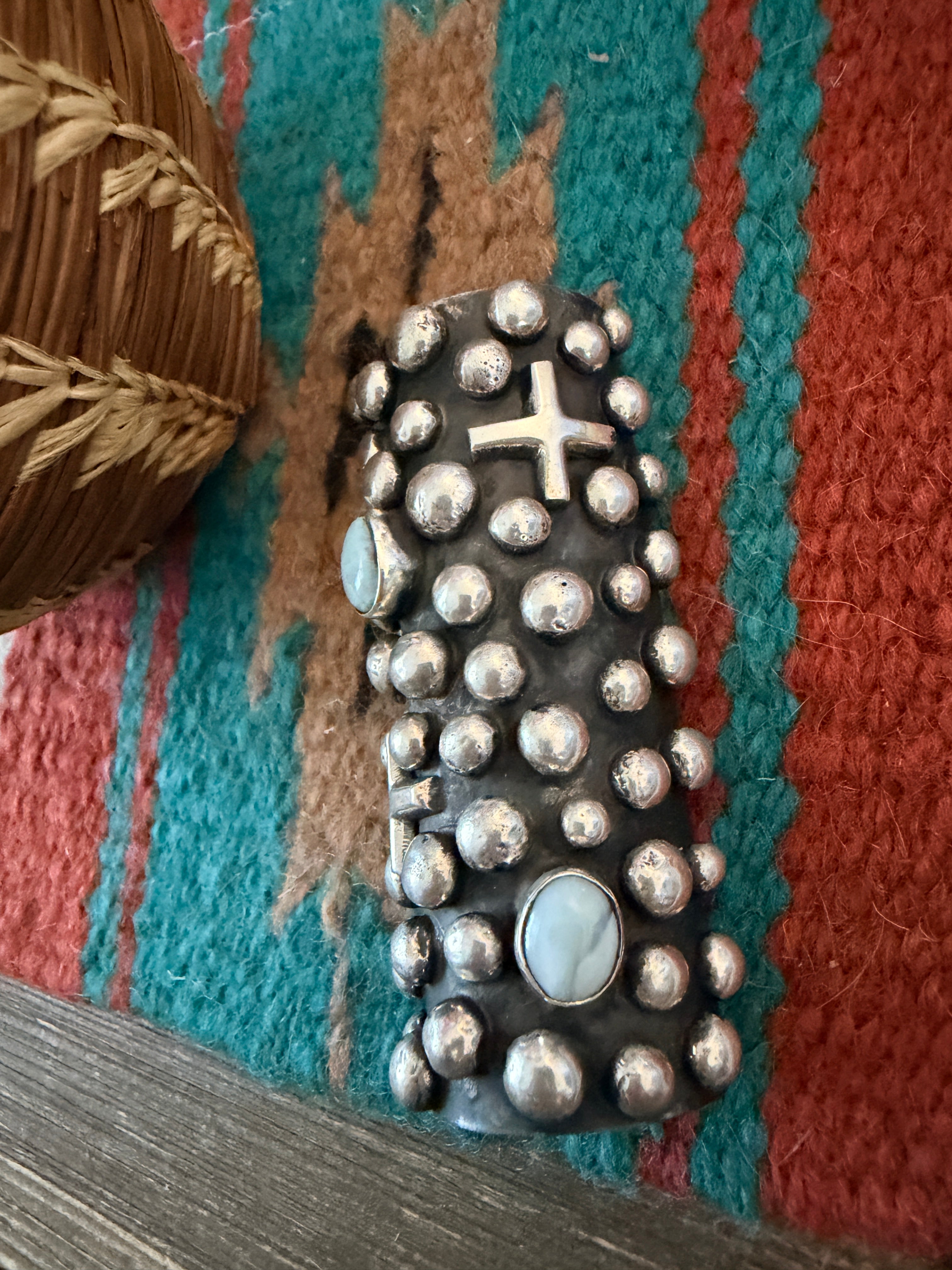 Handcrafted Golden Hills Turquoise  & Sterling Silver Hair Pin Barrette by Chimney Butte