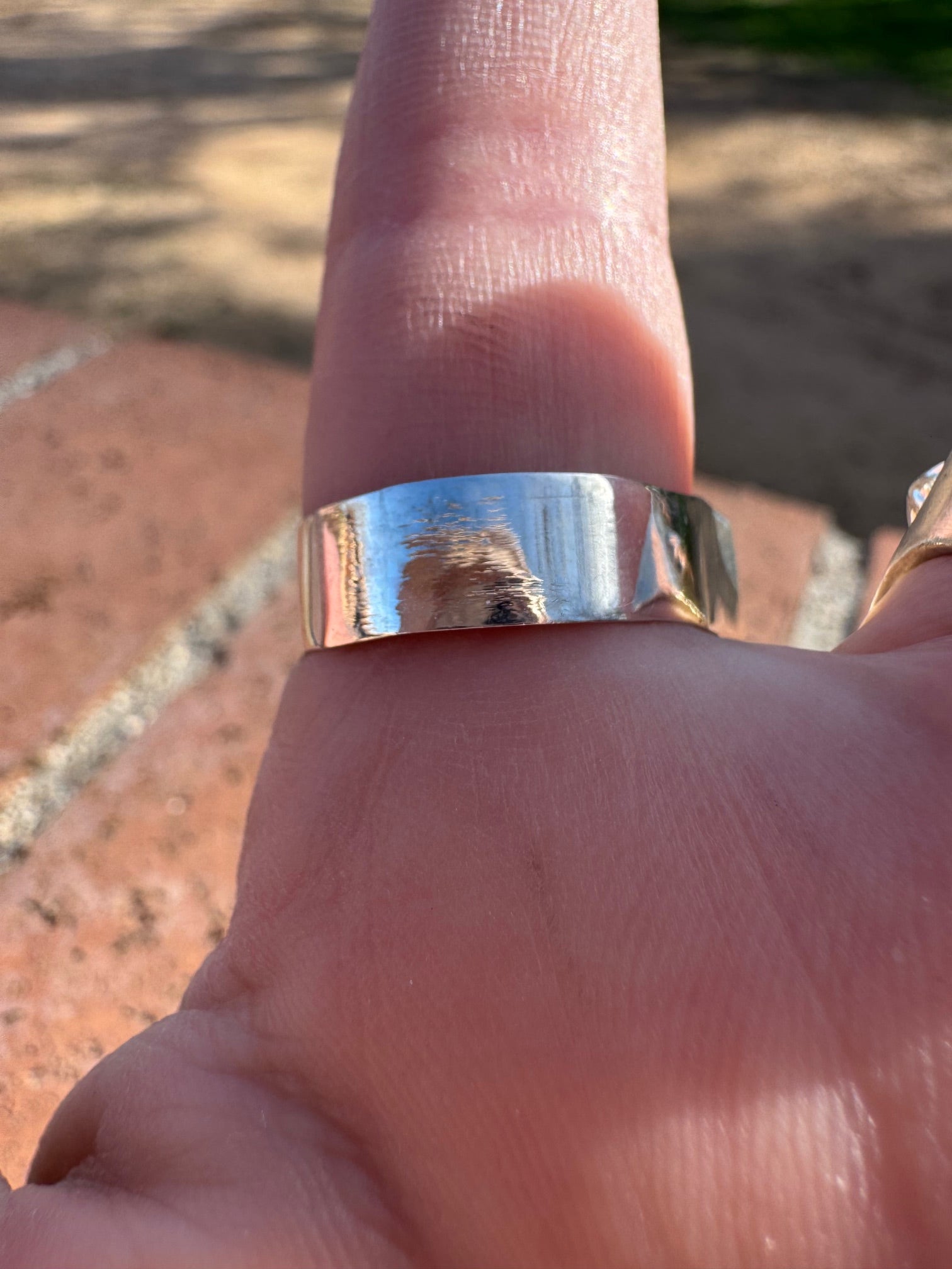 Handcrafted Sterling Silver & White Fire Opal with Lapis Inlay Band Ring