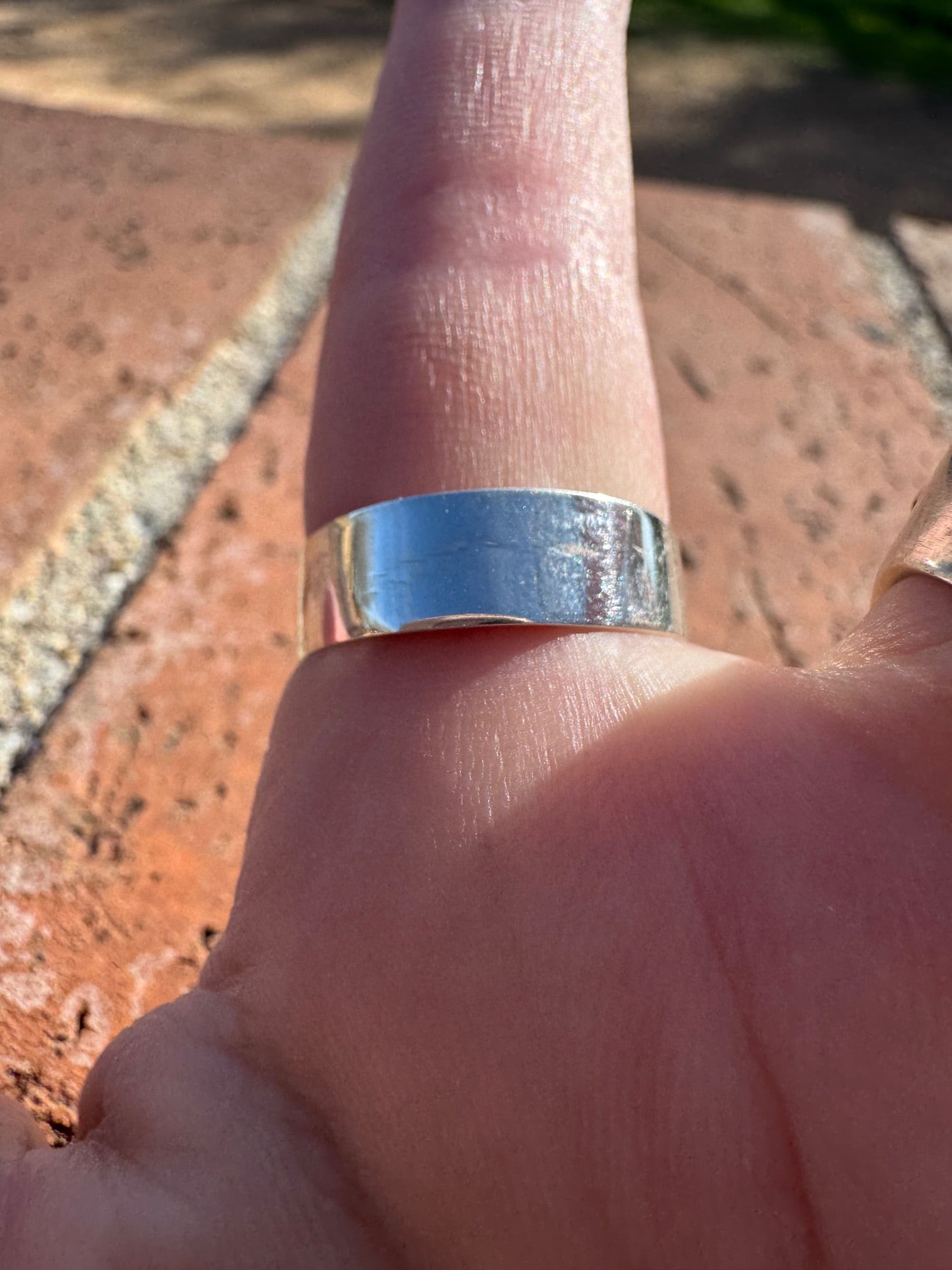 Handcrafted Sterling Silver & White Fire Opal with Malachite Inlay Band Ring size 8.75