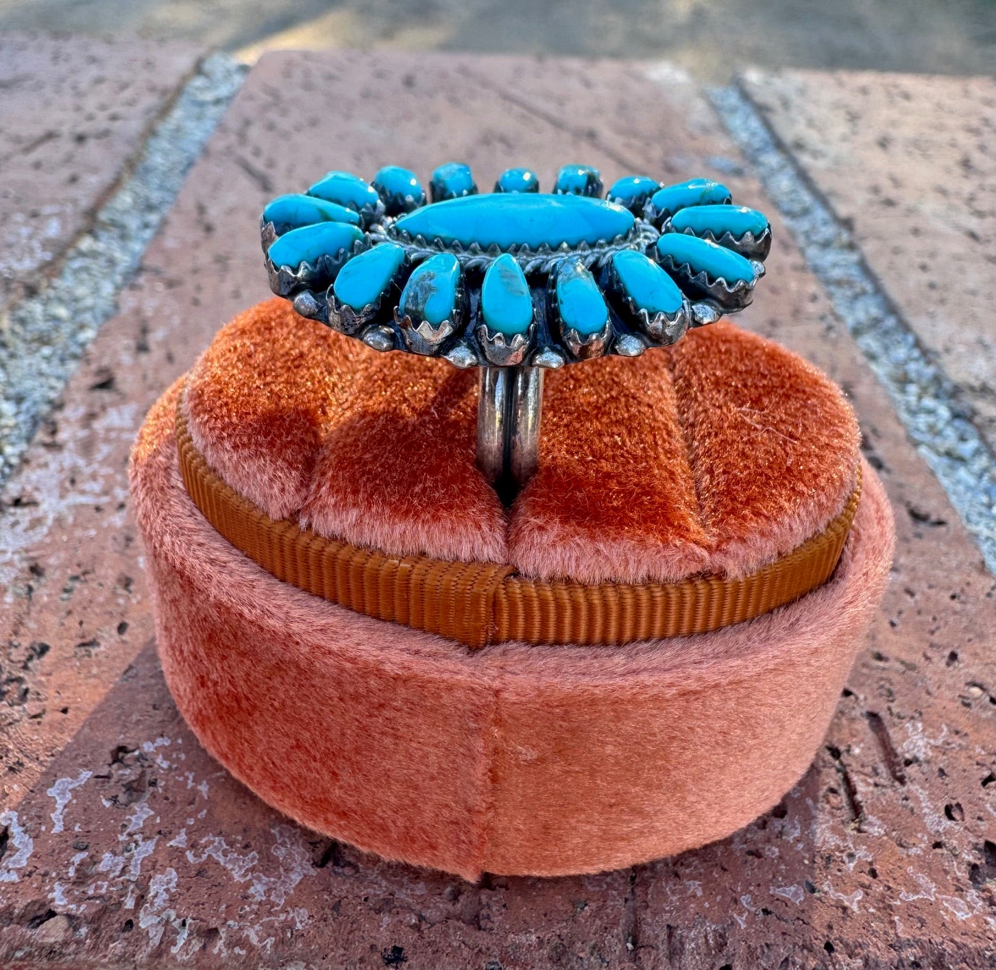Handcrafted Natural Kingman Turquoise Adjustable Cluster Ring