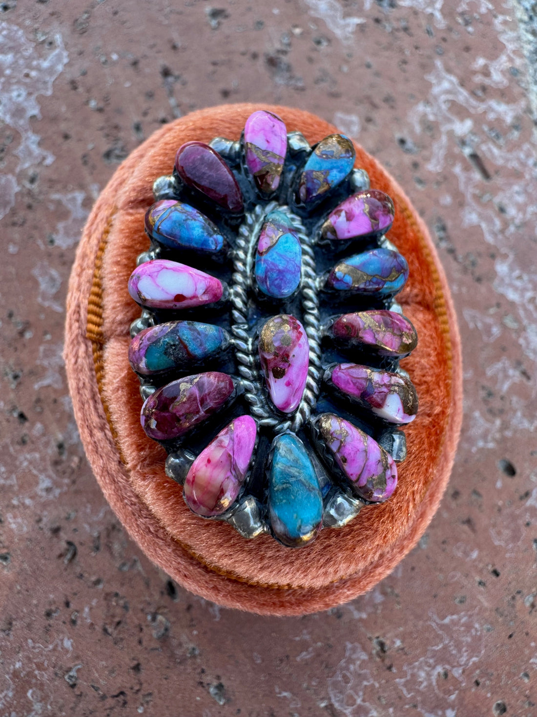 Handcrafted Pink Dream & Sterling Silver Cluster Adjustable Ring
