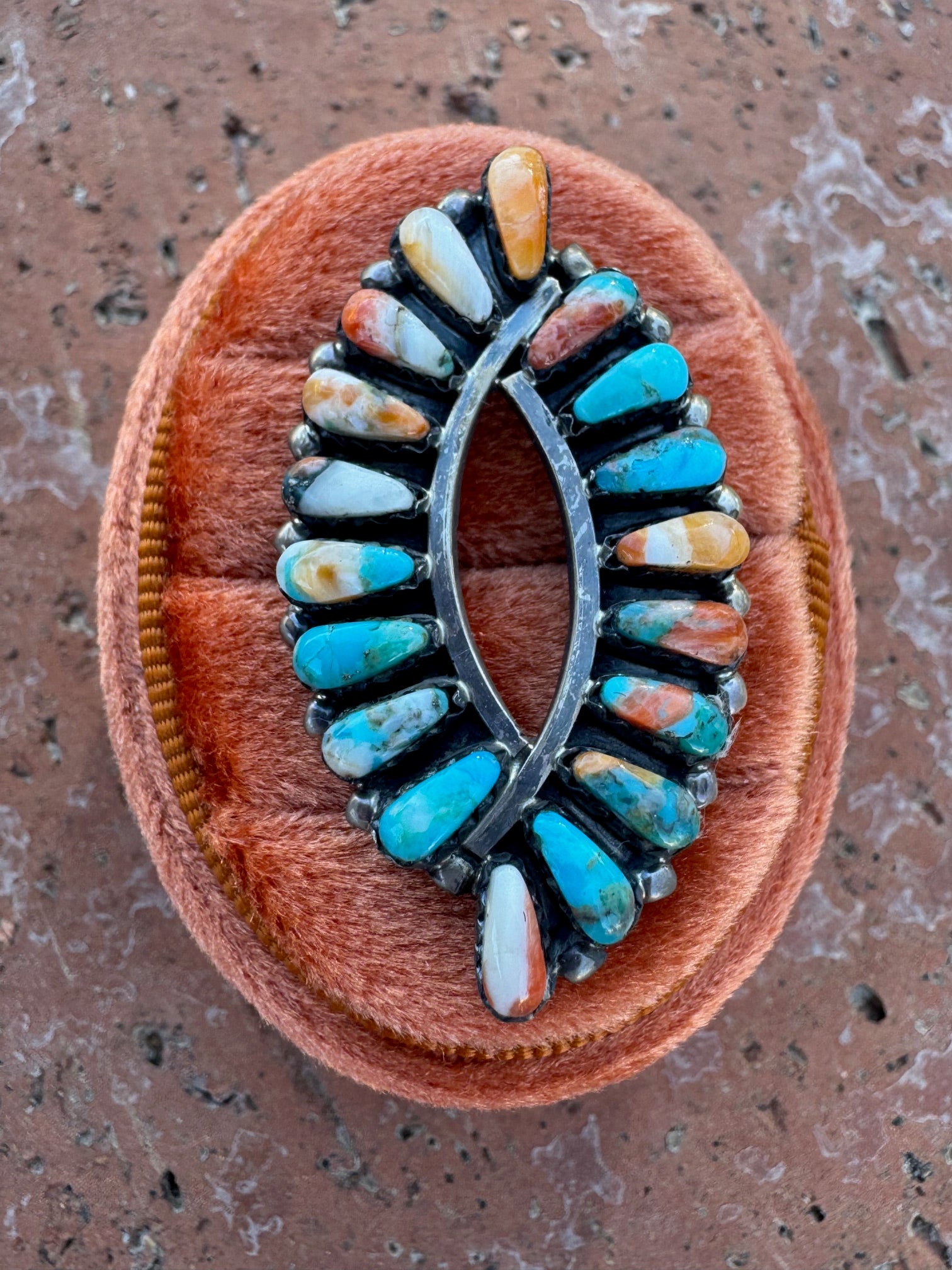 Handcrafted Orange Spice & Sterling Silver Fish Tail Design Ring