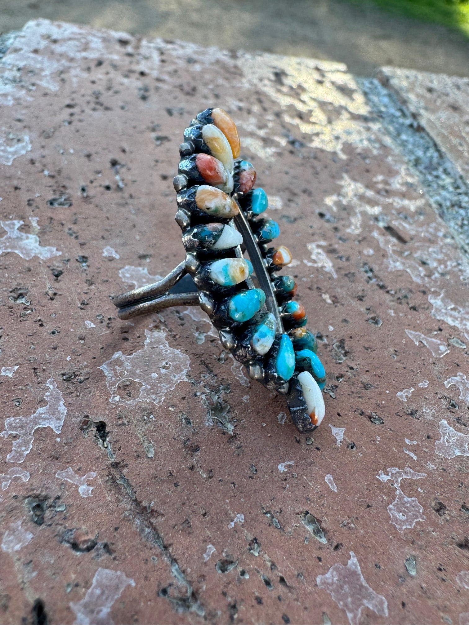 Handcrafted Orange Spice & Sterling Silver Fish Tail Design Ring