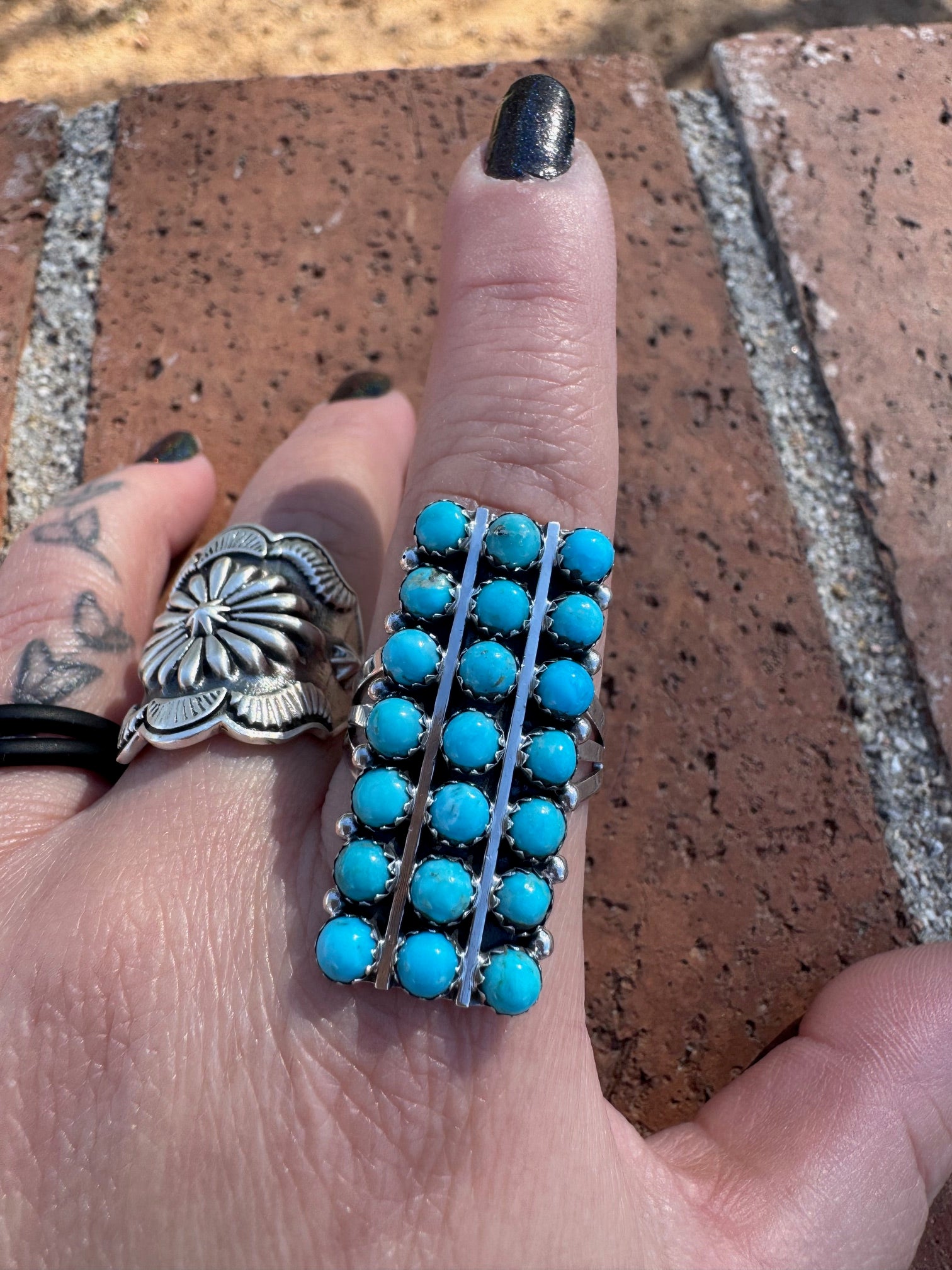 Handcrafted Turquoise & Sterling Silver Cluster Ring