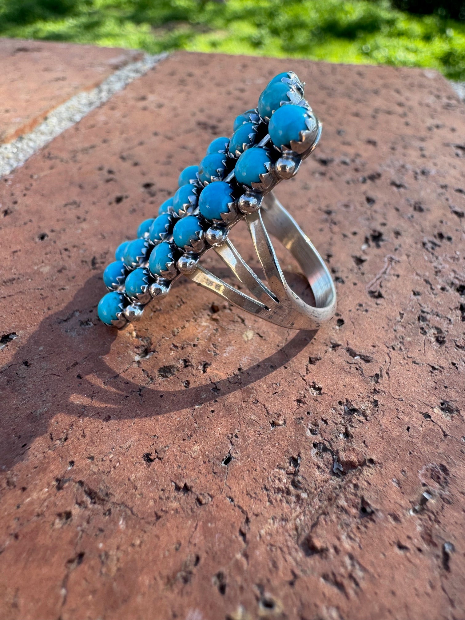 Handcrafted Turquoise & Sterling Silver Cluster Ring
