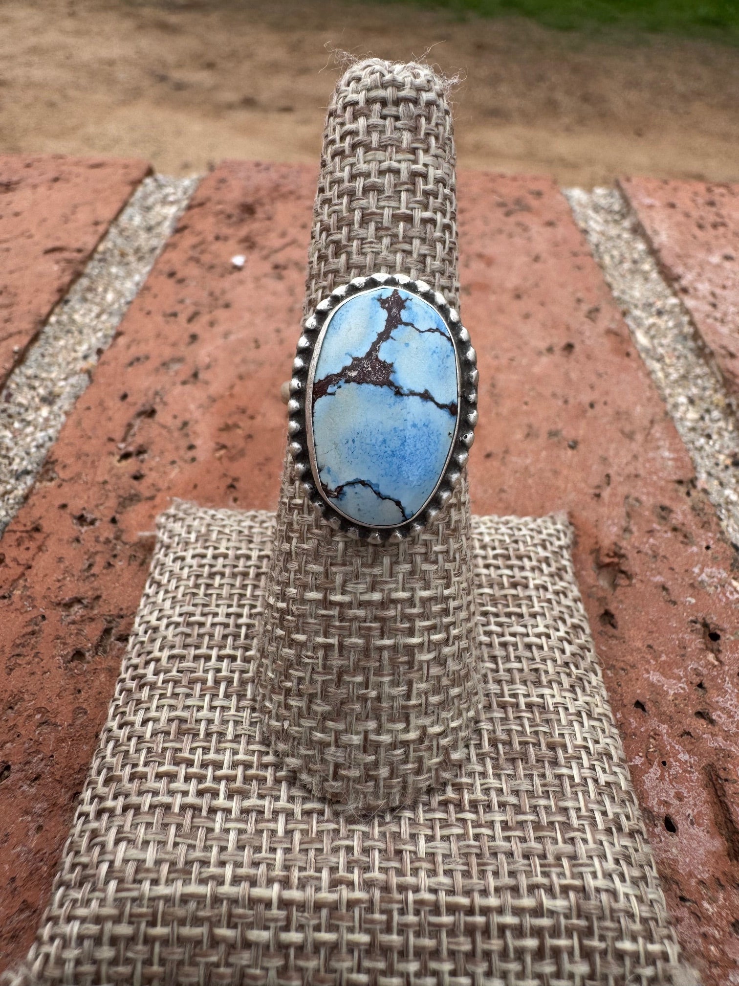 Handcrafted Golden Hills Turquoise & Sterling Silver Ring Size 7