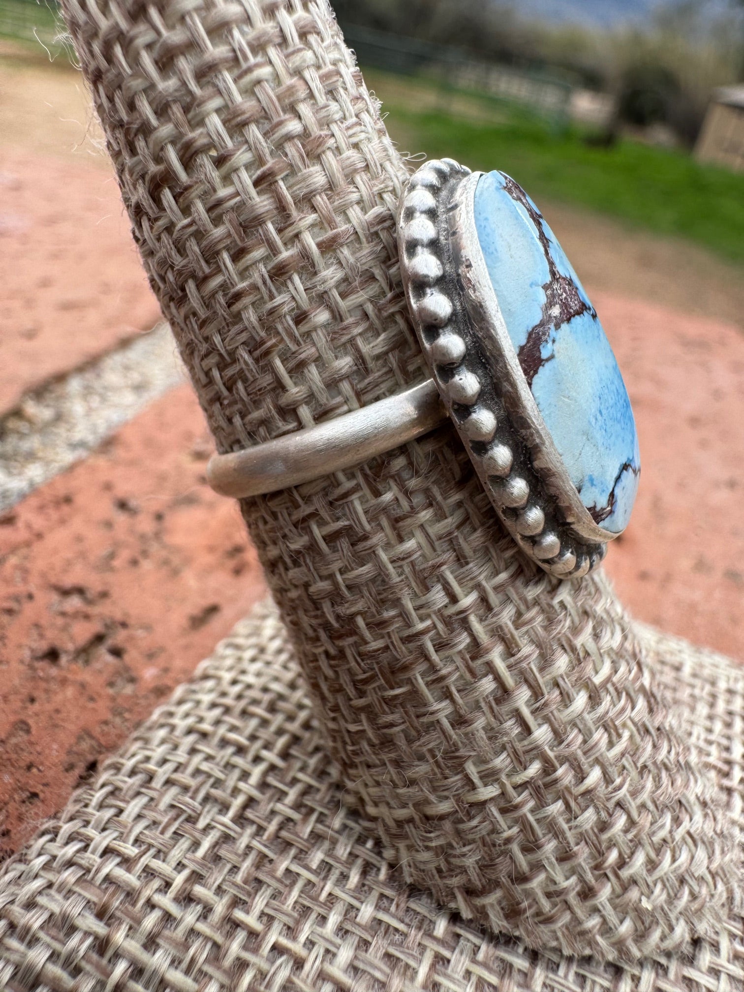 Handcrafted Golden Hills Turquoise & Sterling Silver Ring Size 7