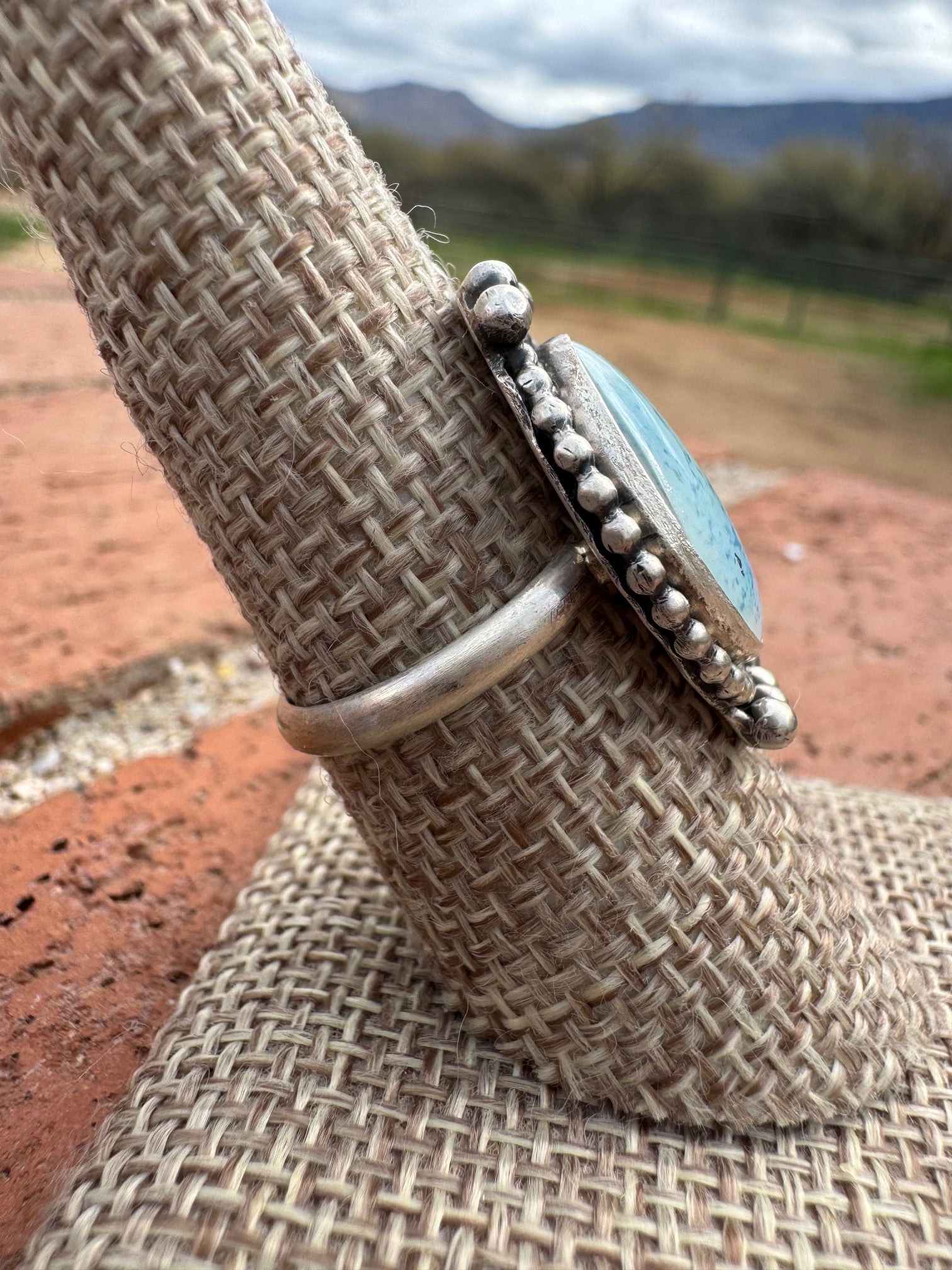 Handcrafted Golden Hills Turquoise & Sterling Silver Ring Size 8