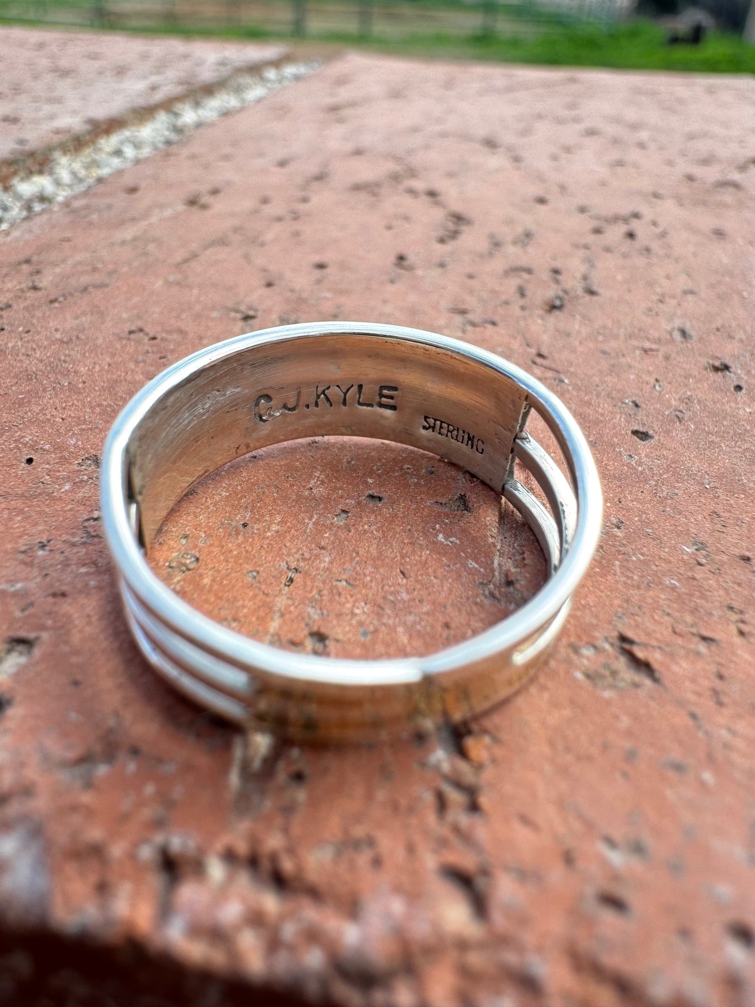 Handcrafted Sterling Silver & Hot Pink Fire Opal Double Row Inlay Band Ring