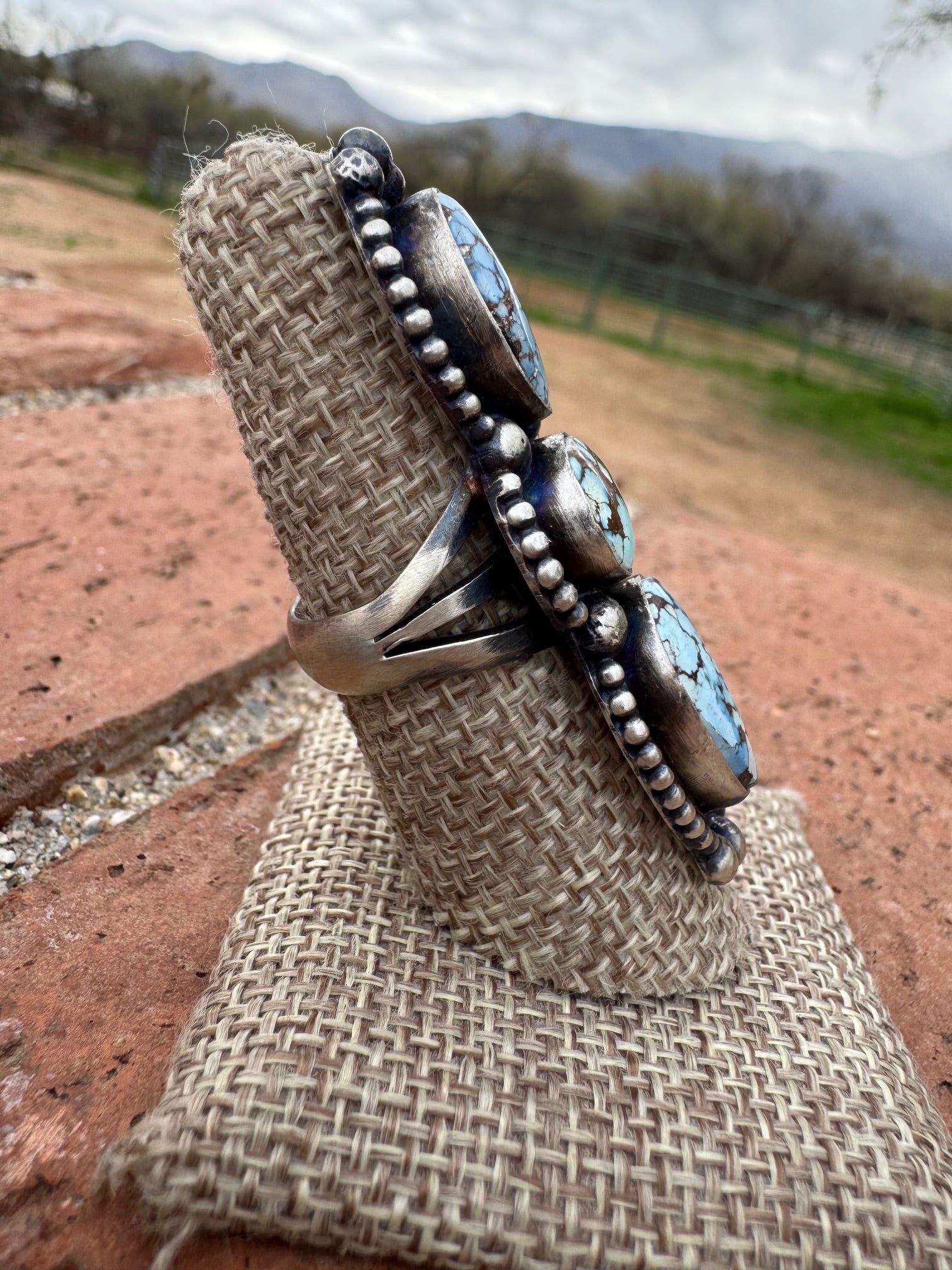 Handcrafted Golden Hills Turquoise & Sterling Silver Ring