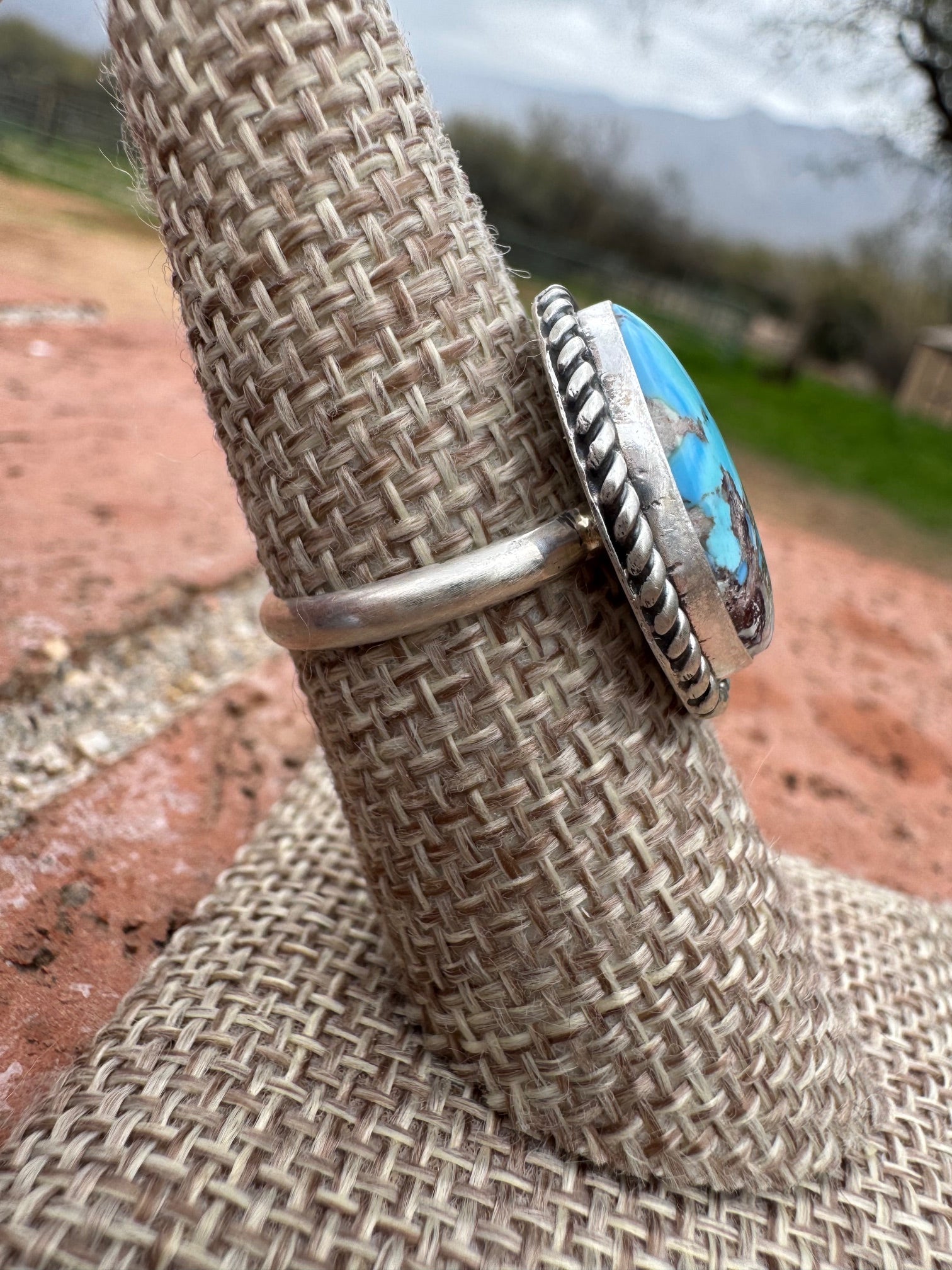 Handcrafted Golden Hills Turquoise & Sterling Silver Ring Size 7