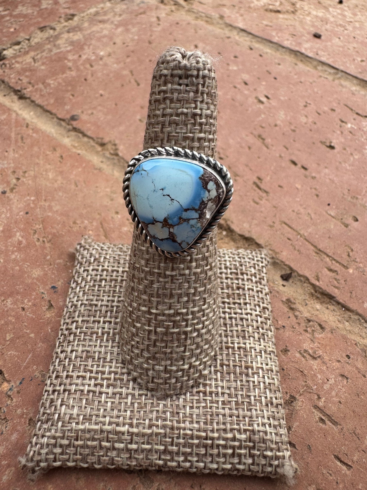 Handcrafted Golden Hills Turquoise & Sterling Silver Ring Size 6