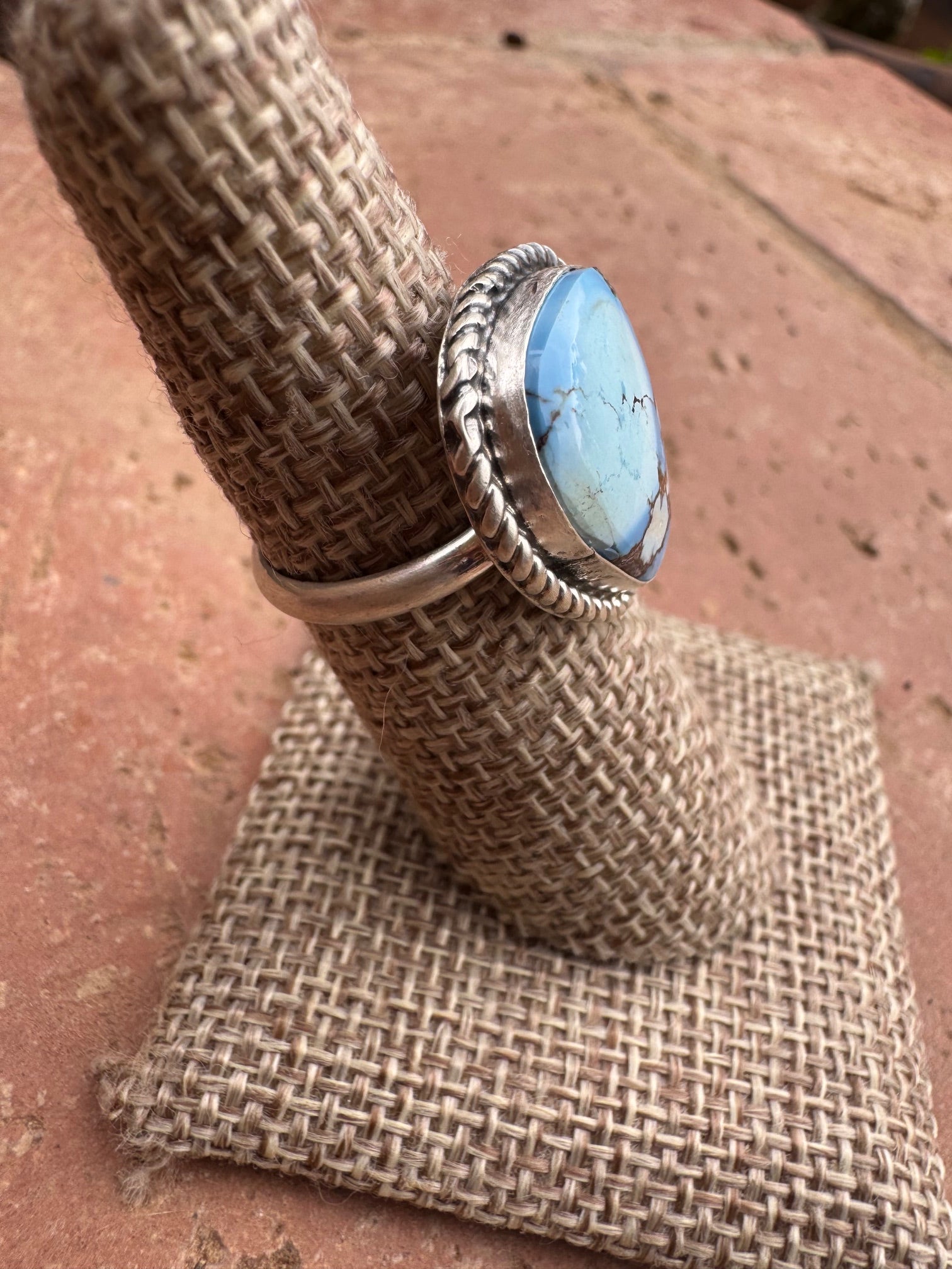 Handcrafted Golden Hills Turquoise & Sterling Silver Ring Size 6