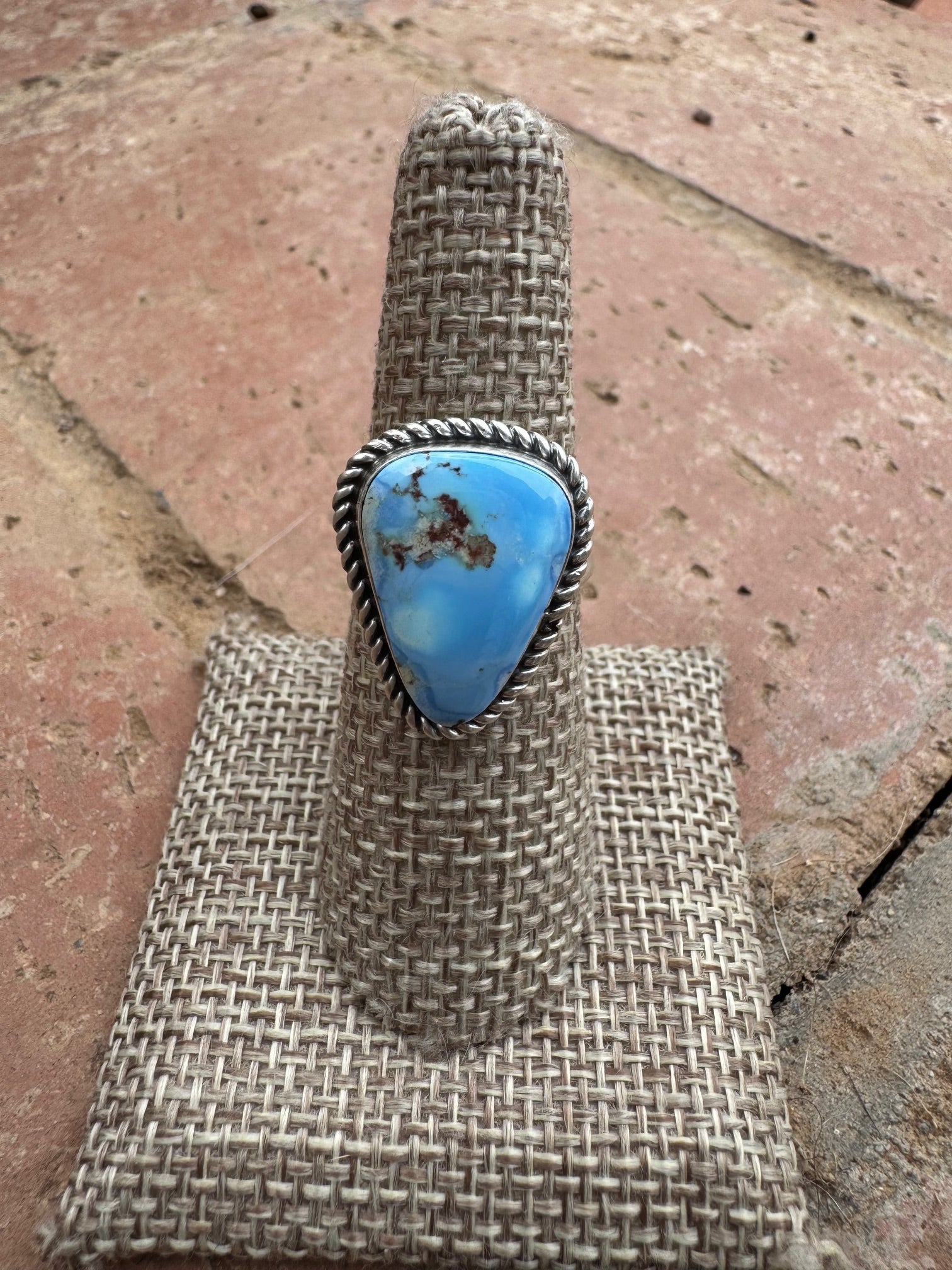 Handcrafted Golden Hills Turquoise & Sterling Silver Ring Size 7