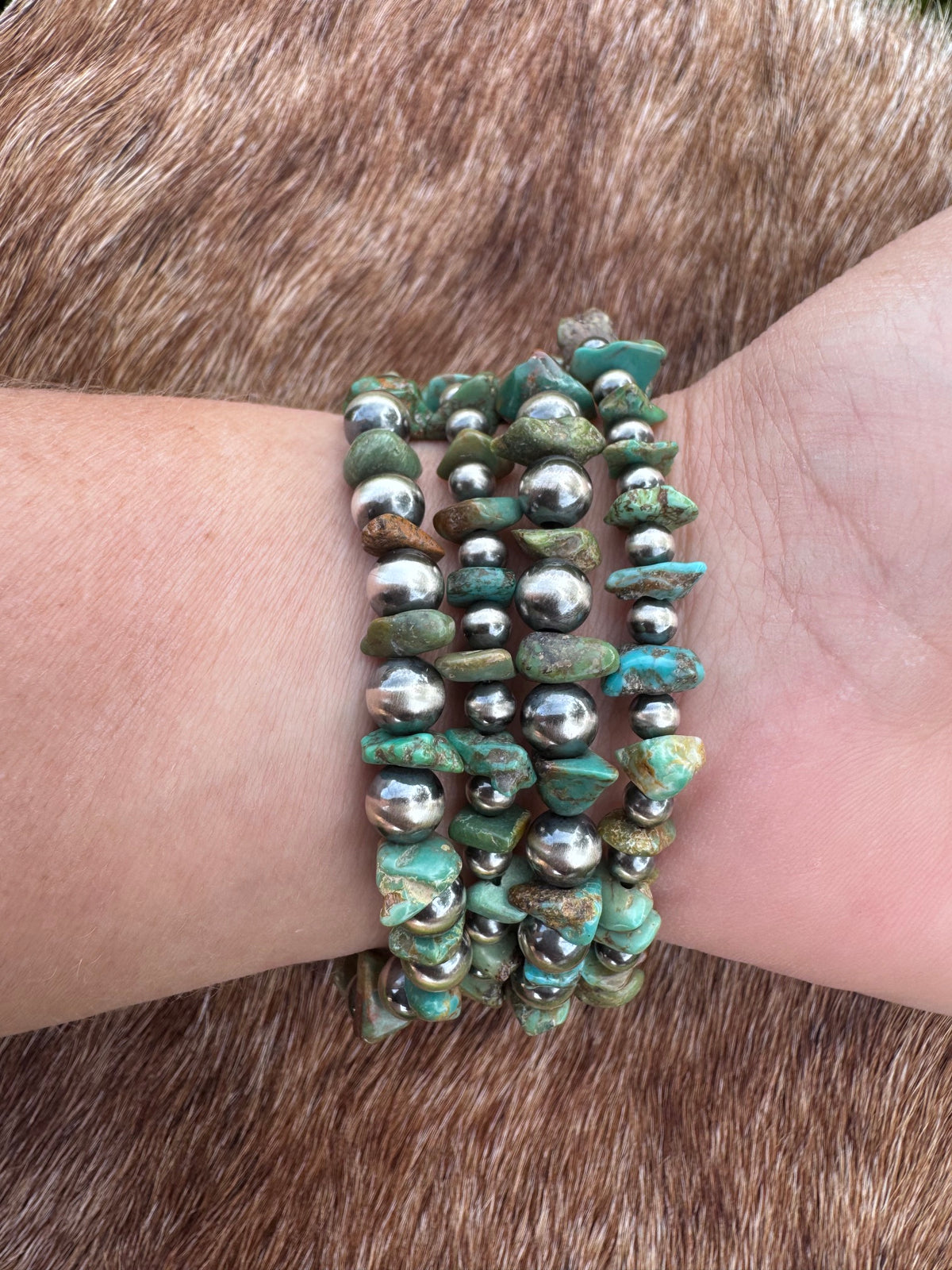 Handmade Royston & Sterling Silver Pearl Stretch 4-6mm Beaded Watch Band 5.5-6"