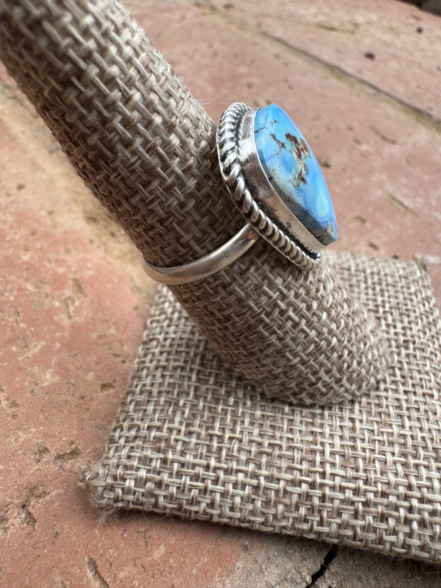 Handcrafted Golden Hills Turquoise & Sterling Silver Ring Size 7