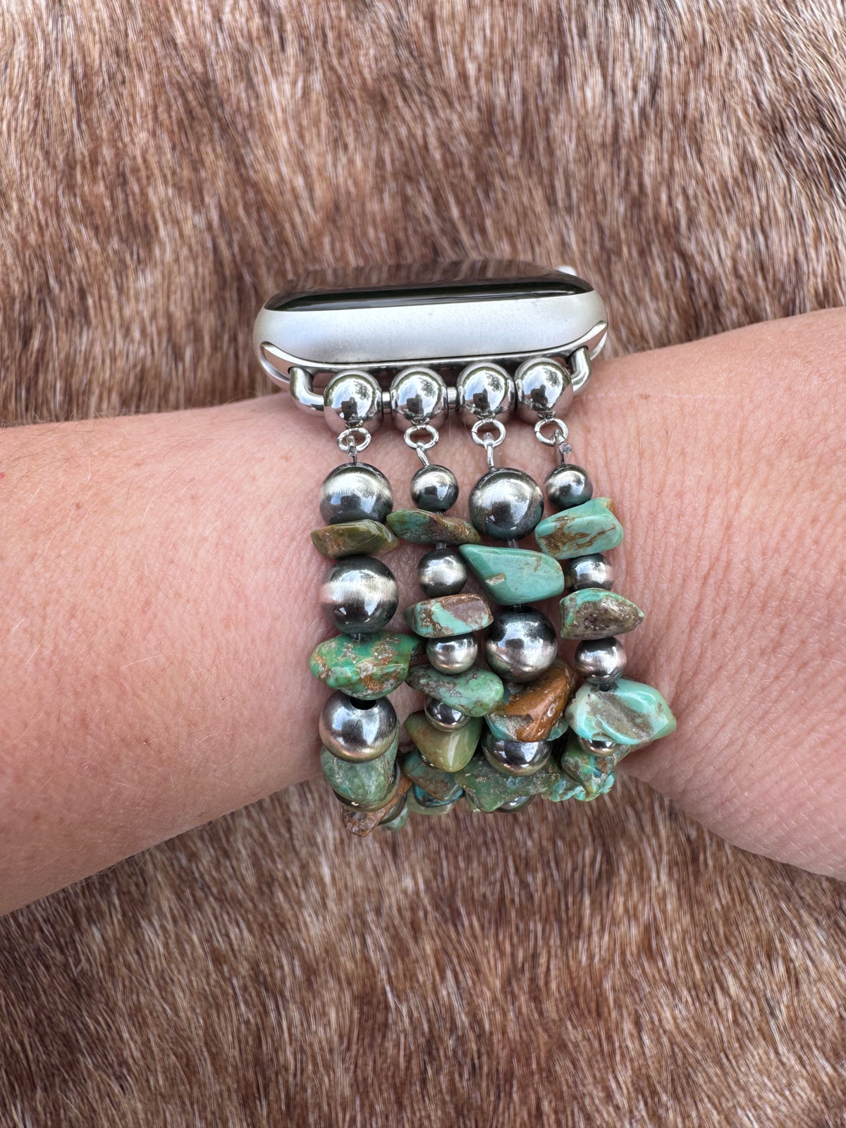 Handmade Royston & Sterling Silver Pearl Stretch 4-6mm Beaded Watch Band 5.5-6"