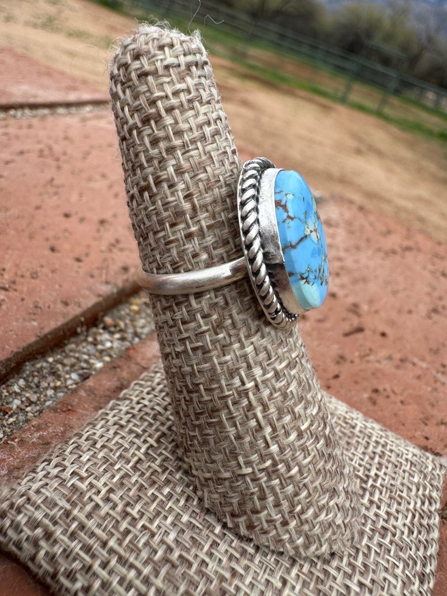 Handcrafted Golden Hills Turquoise & Sterling Silver Ring Size 6