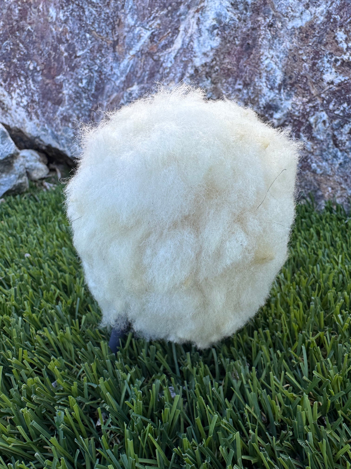 Handcrafted Sheep Figurine With Authentic Sheep Wool by Lorinda Chicharello