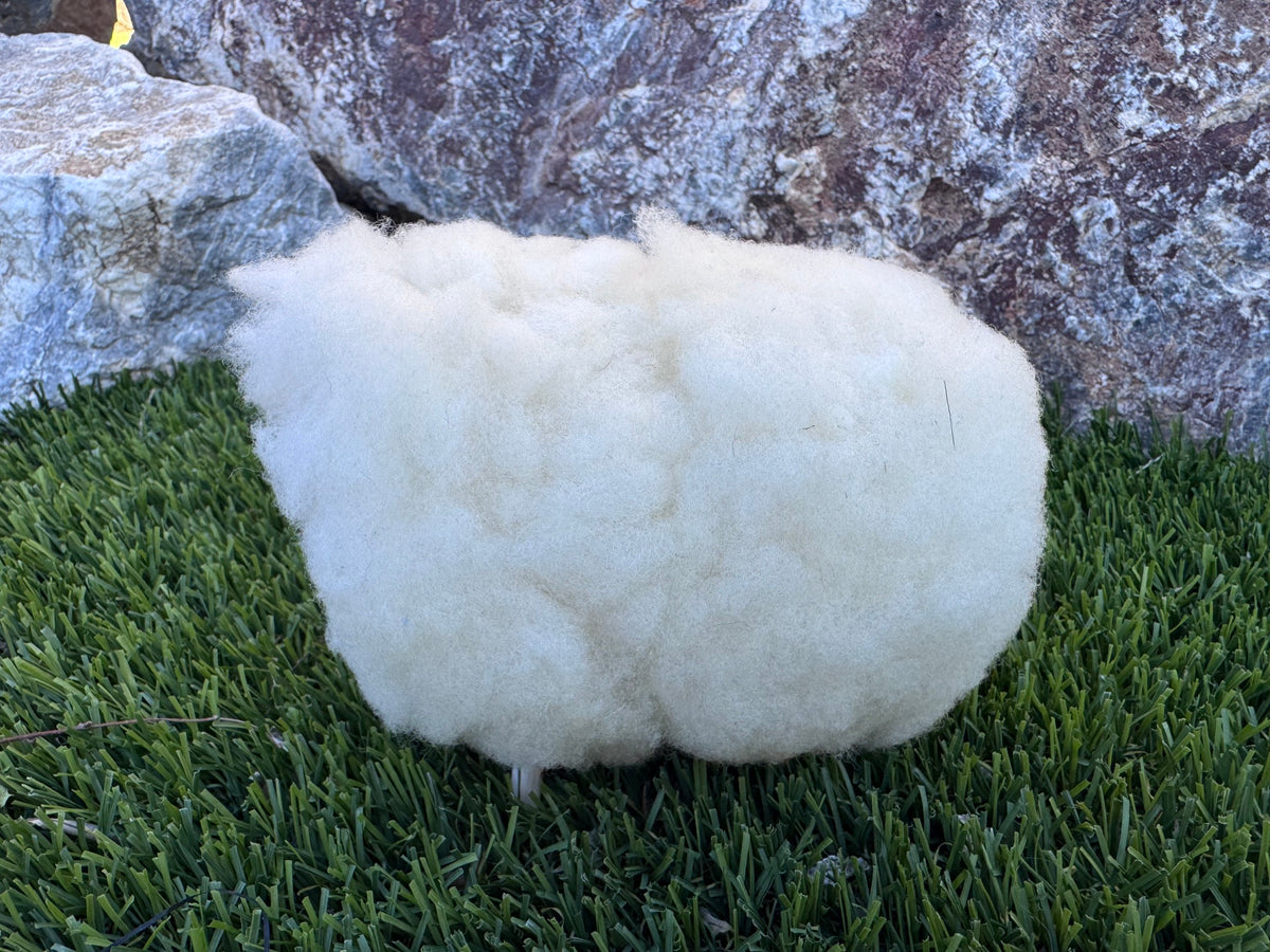 Handcrafted Sheep Figurine With Authentic Sheep Wool by Lorinda Chicharello
