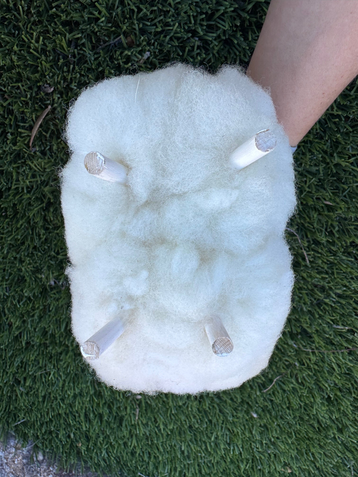 Handcrafted Sheep Figurine With Authentic Sheep Wool by Lorinda Chicharello