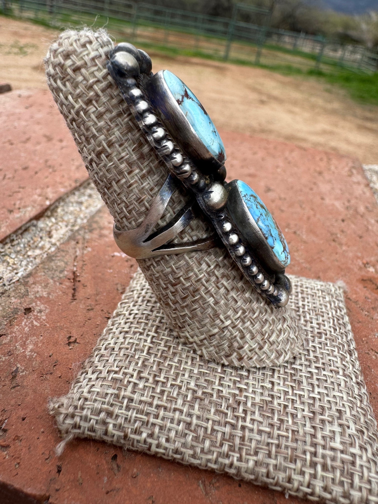 Handcrafted Golden Hills Turquoise & Sterling Silver Ring Size 7