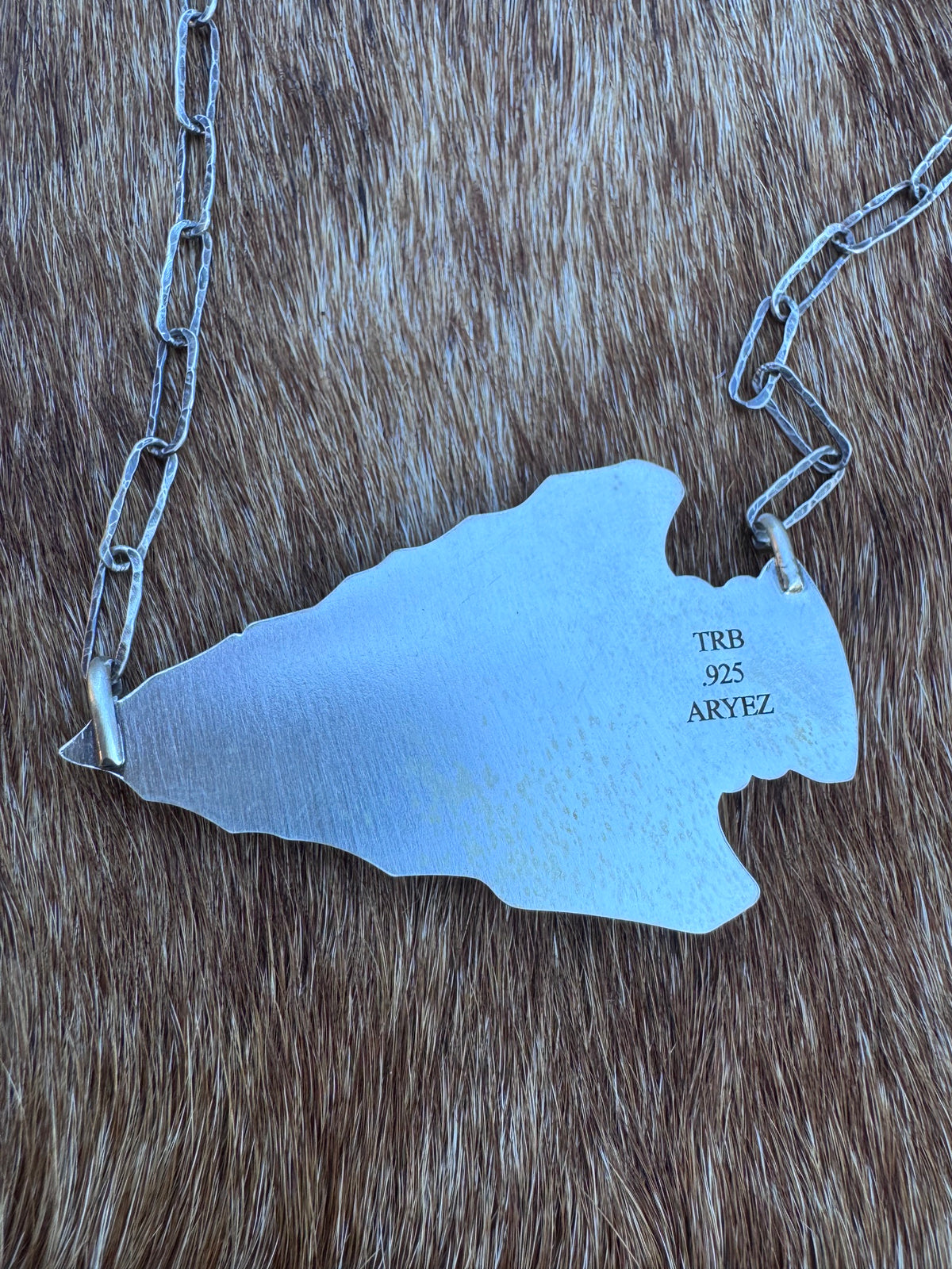 Handmade Sterling Silver & Turquoise Arrowhead 20" Necklace by Roaming Buffalo