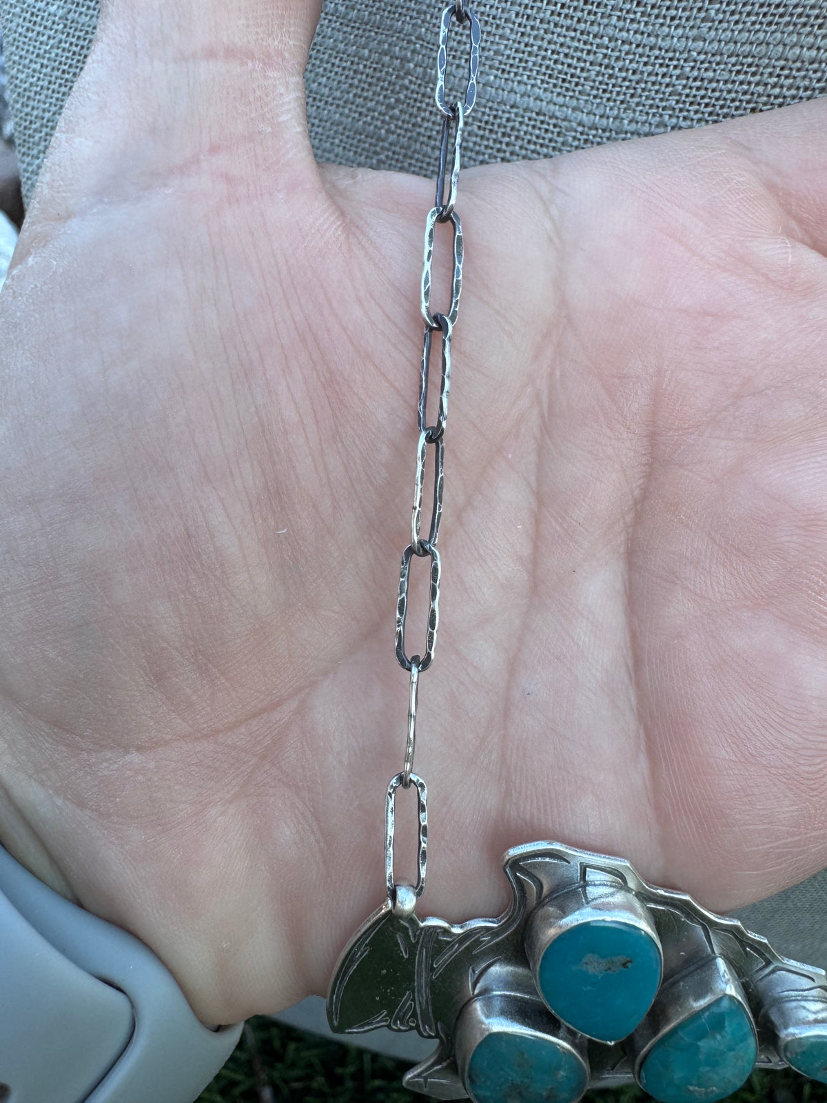 Handmade Sterling Silver & Turquoise Arrowhead 20" Necklace by Roaming Buffalo