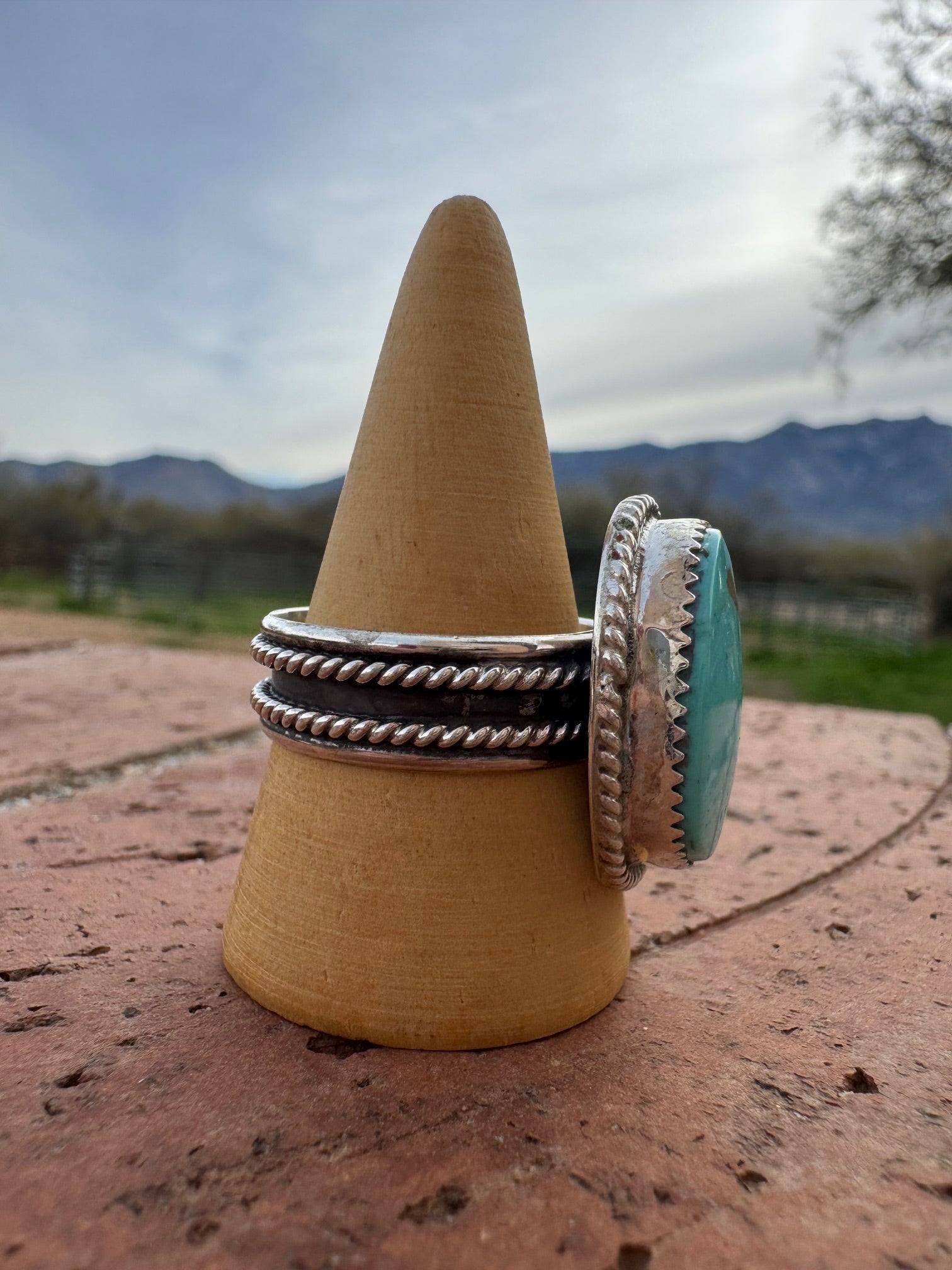 Handcrafted Round Kingman Turquoise & Sterling Silver Ring