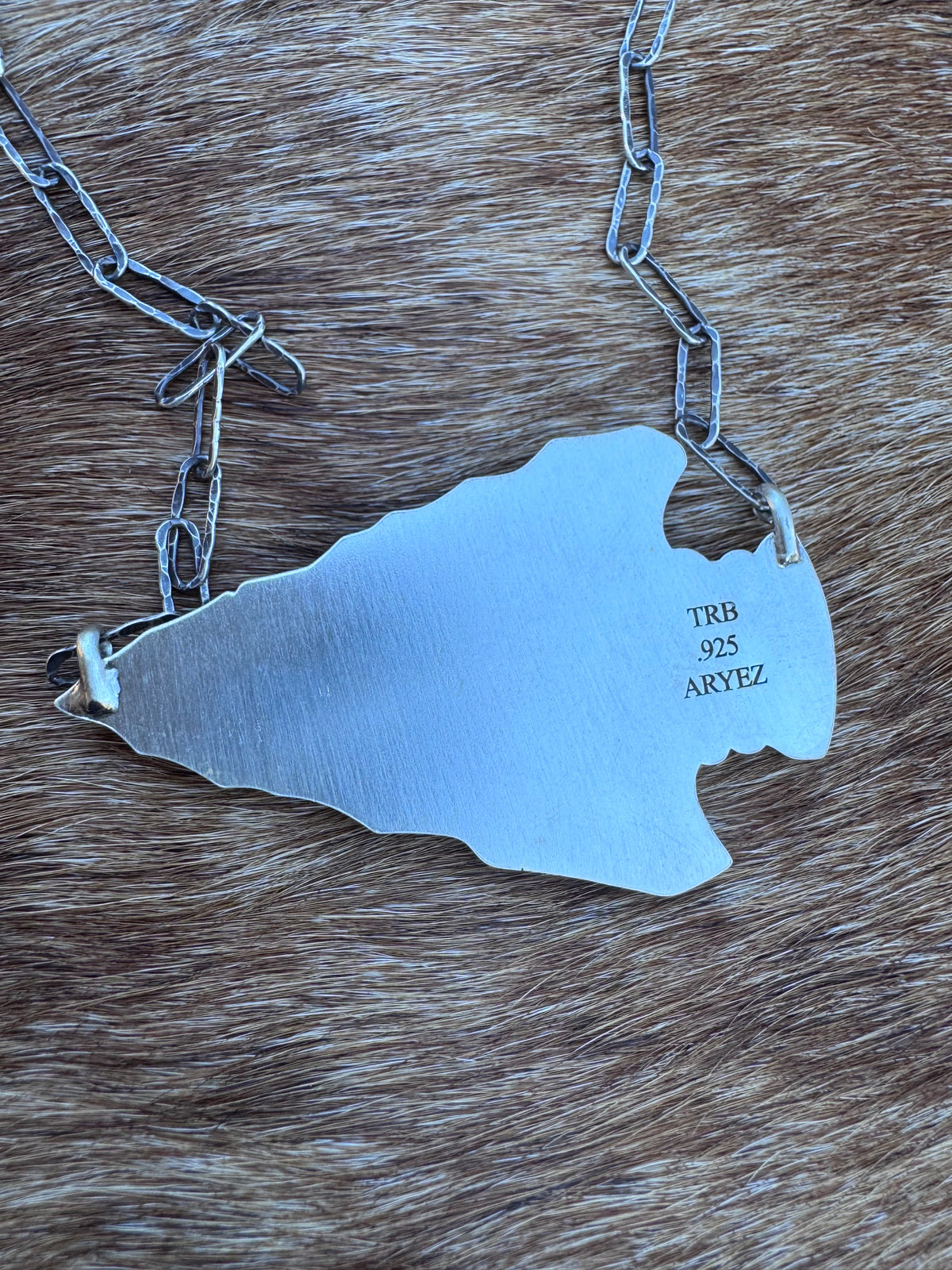 Handmade Sterling Silver & Turquoise Arrowhead 20" Necklace by Roaming Buffalo